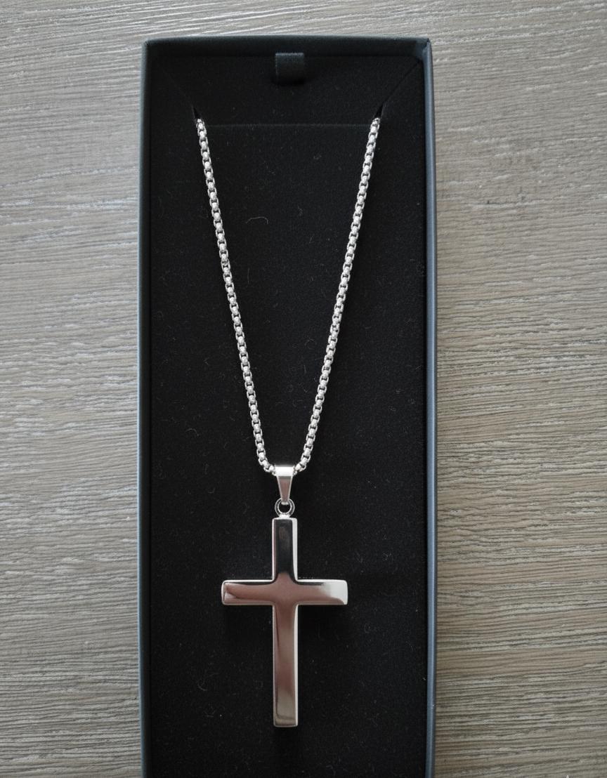 Cross Necklace - Black Finish - 27.5 Inch Chain
