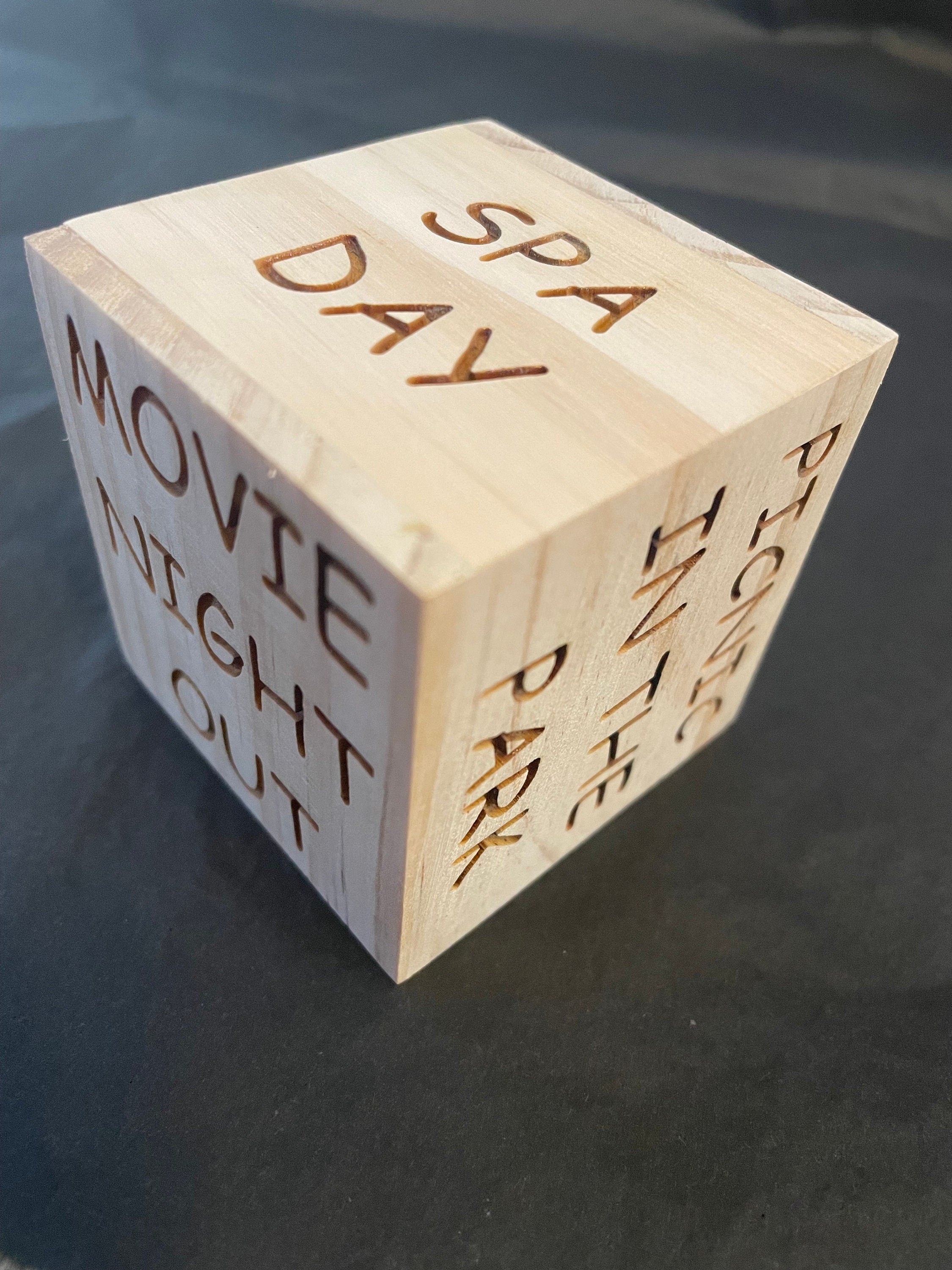 Personalized Engraved Wooden Dice: Custom Message Gift