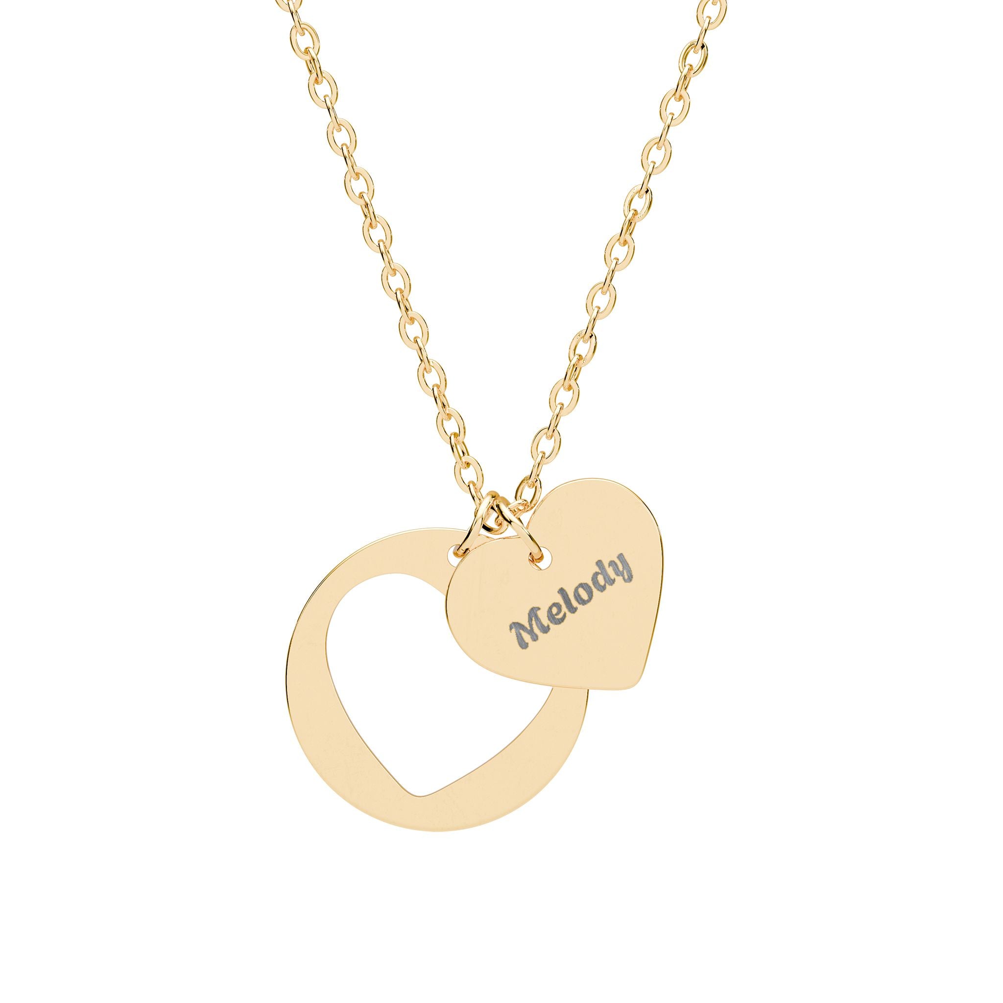 Engraved Heart Charm Necklace | Heart Cutout Pendant Necklace