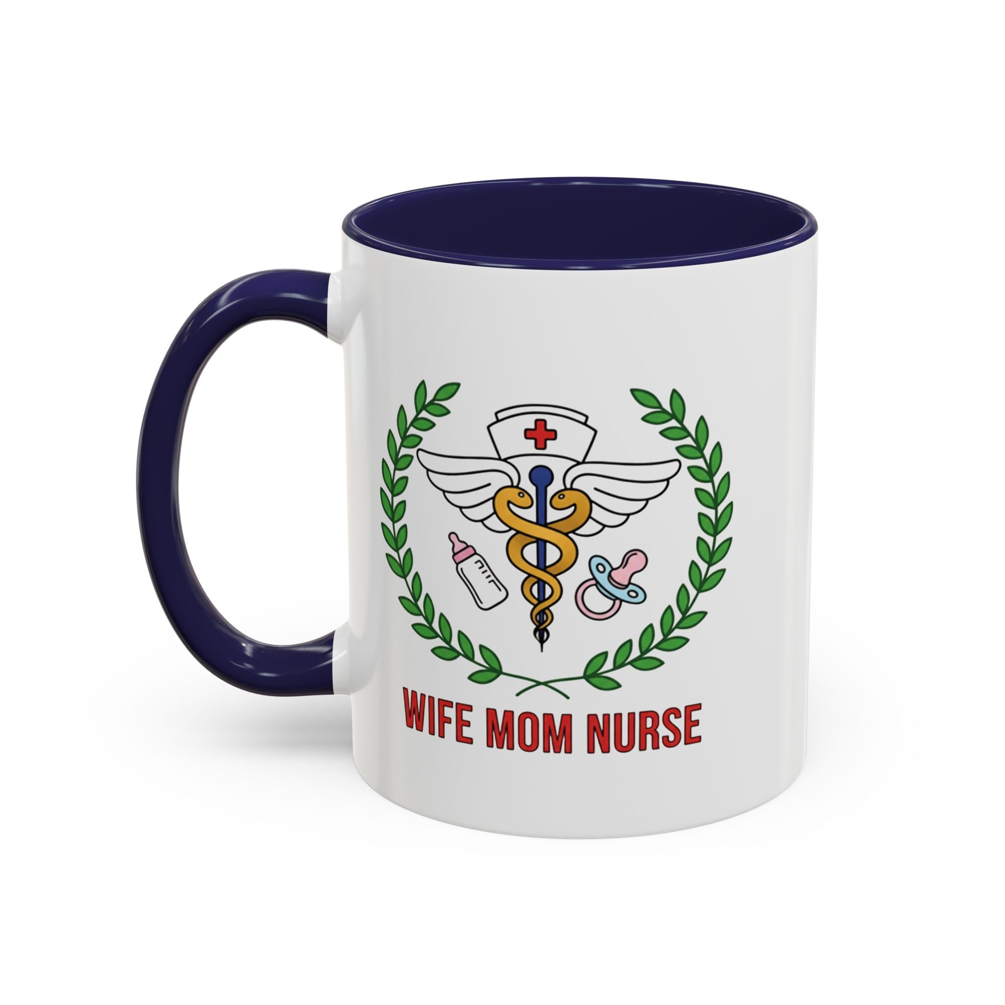 Wife Mom Nurse Accent Coffee Mug | Gift for Nurses, Mom's Coffee Cup, Cute Healthcare Mug, Personalized Nurse Gift, Humor Mug