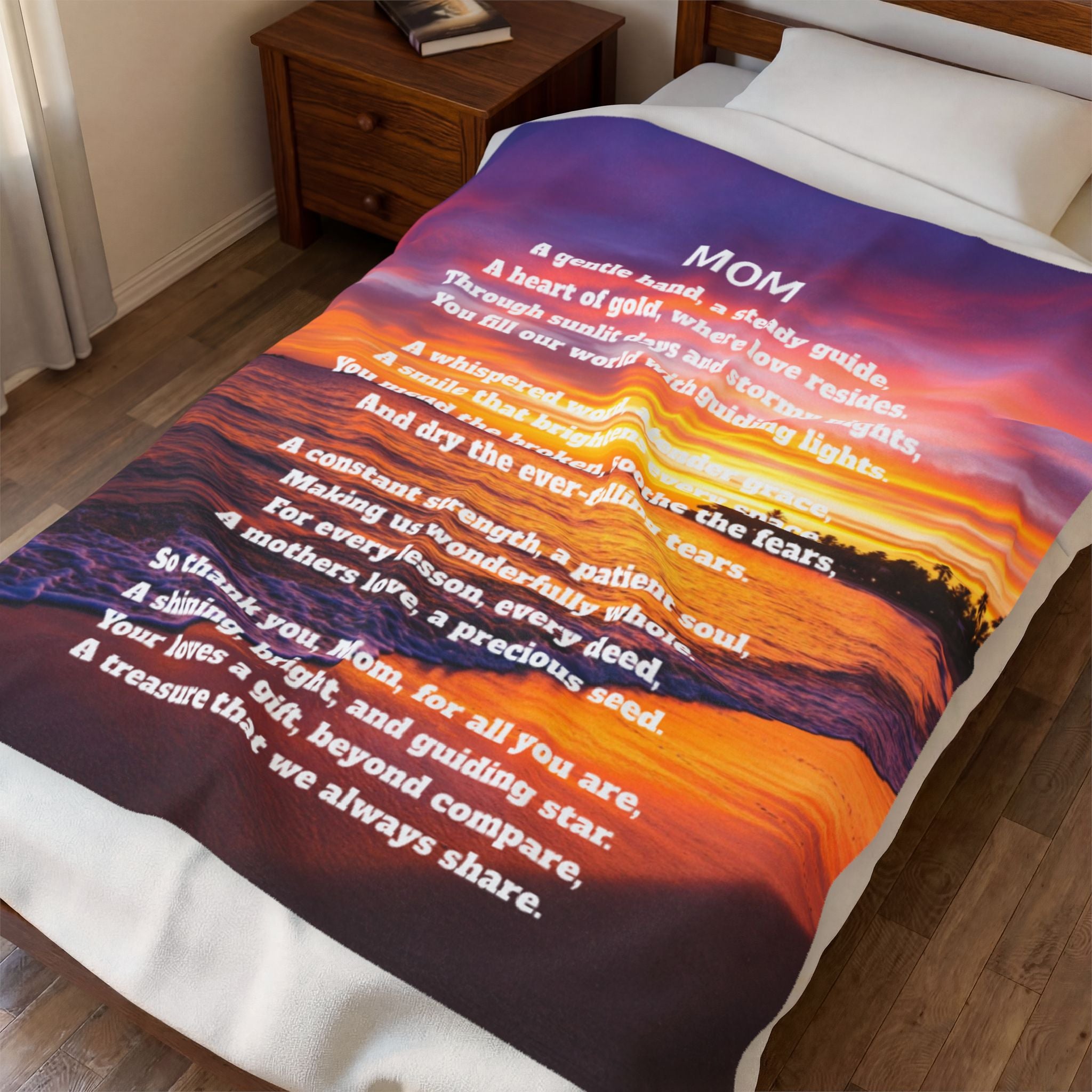 Heartfelt Mom Velveteen Plush Blanket, Cozy Gift for Mothers Day, Home Decor, Inspirational Throw for Comfort, Soft & Snuggly Reminder