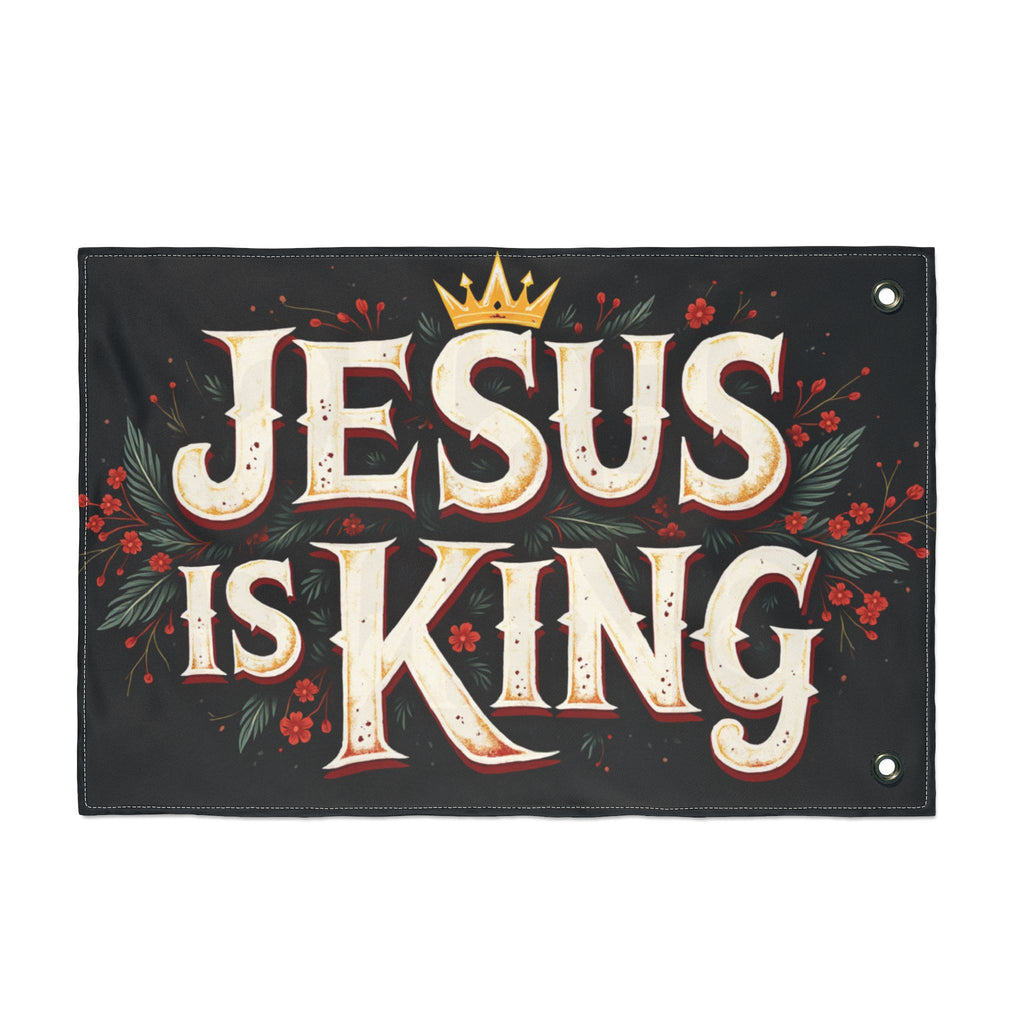 Jesus Is King flag | Double-sided Christian decor, outdoor garden banner