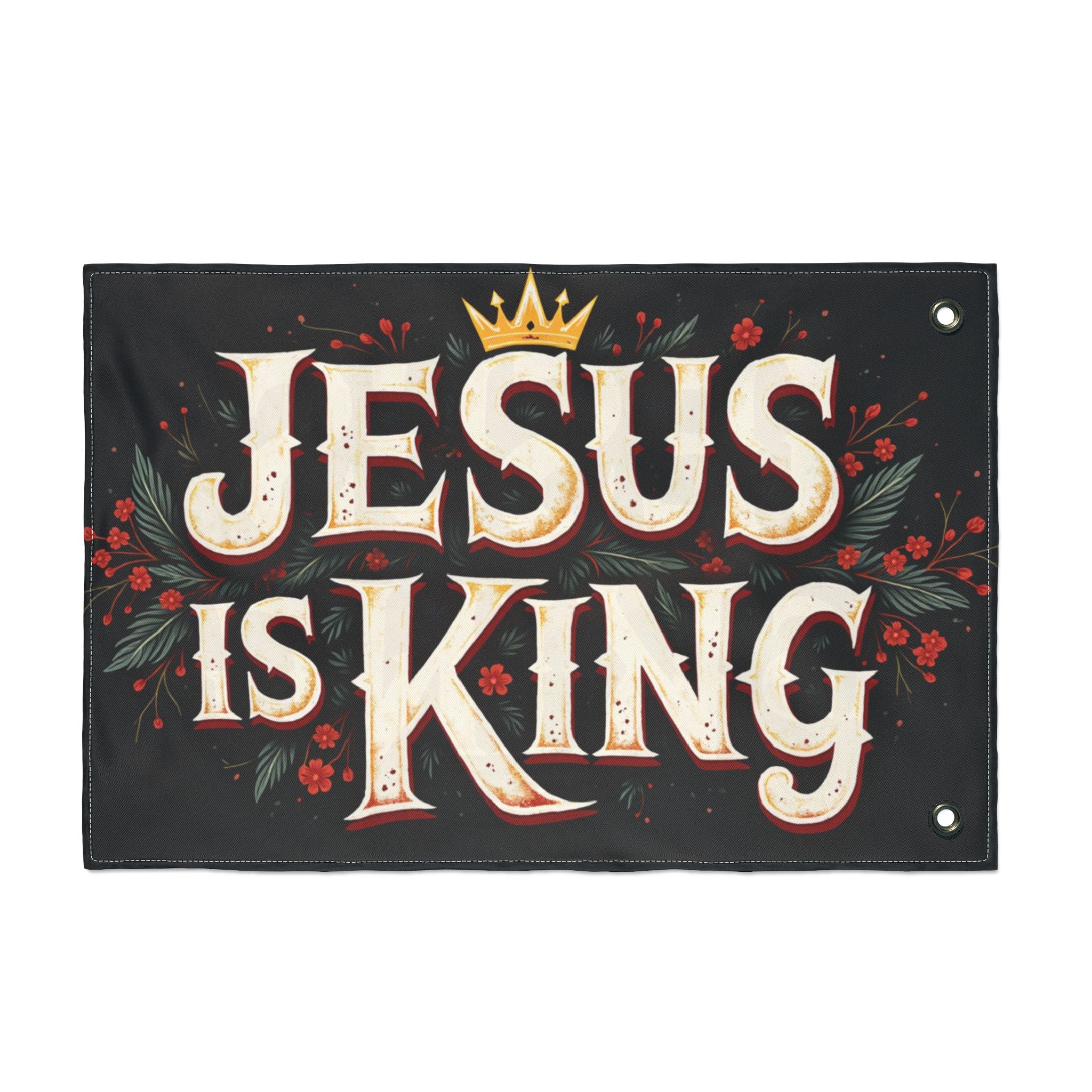 Jesus Is King flag | Double-sided Christian decor, outdoor garden banner