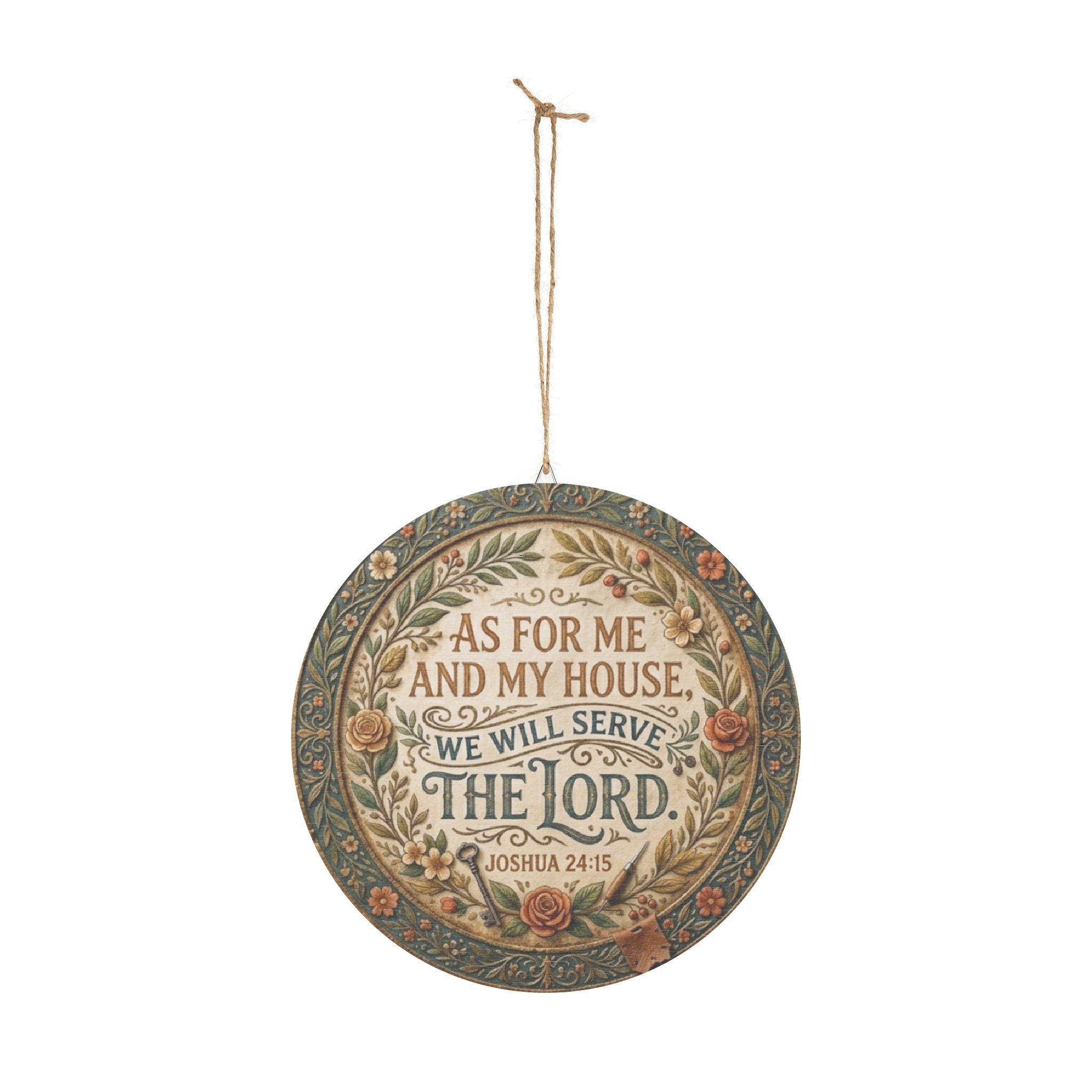As For Me And My House scripture wall art Wood Sign | Joshua 24:15 round plaque