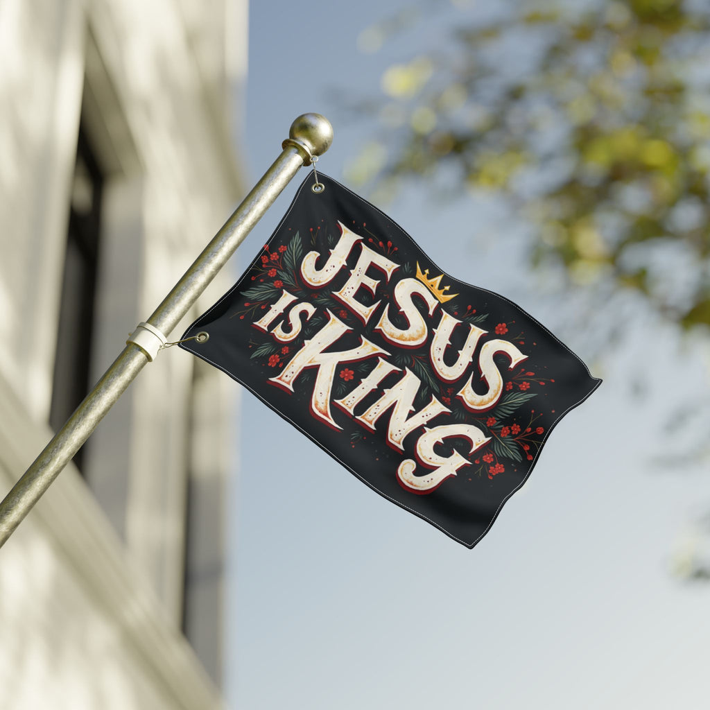 Jesus Is King flag | Double-sided Christian decor, outdoor garden banner