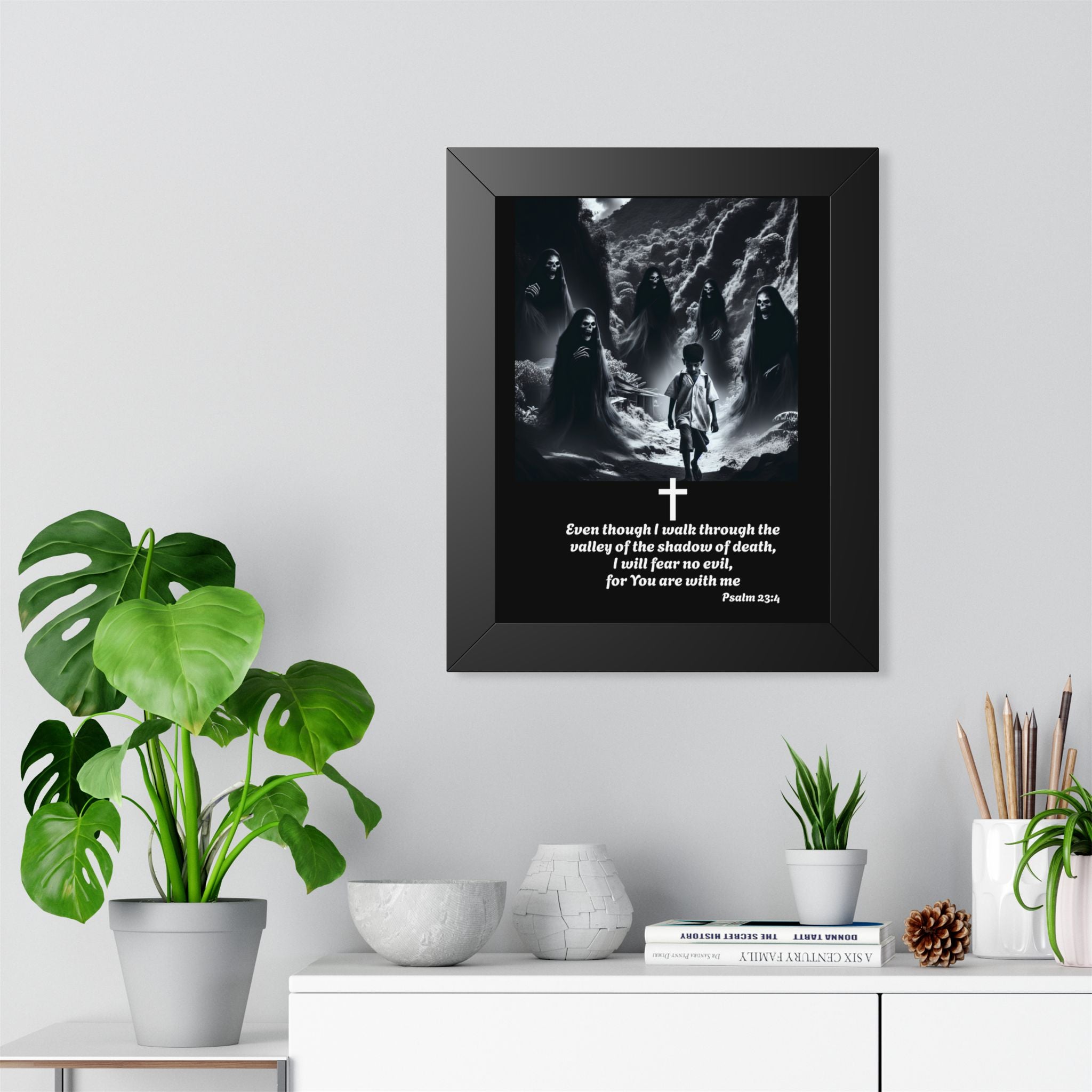 Psalm 23:4 Framed Vertical Poster