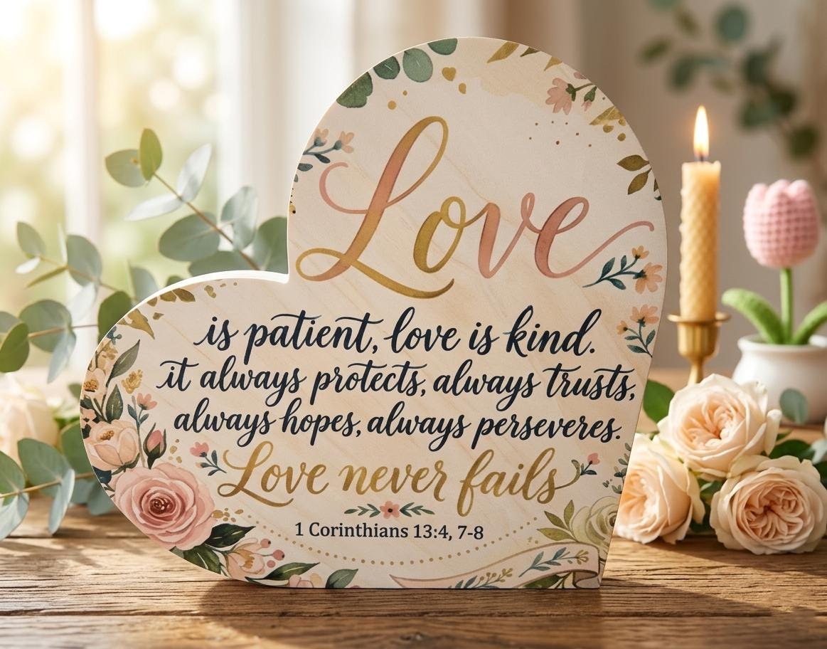 Wooden heart sign 1 Corinthians
