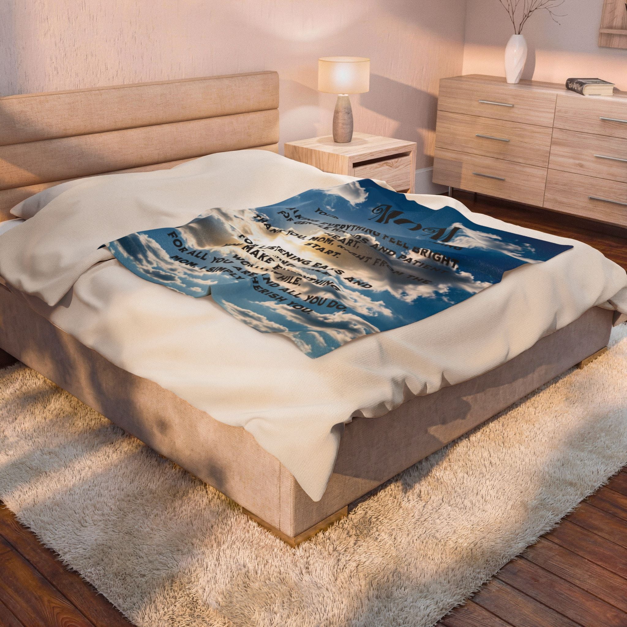 Inspirational Mom Blanket, Gift for Mother, Cozy Velveteen Blanket, Soft Throw Blanket, Meaningful Gift for Mom