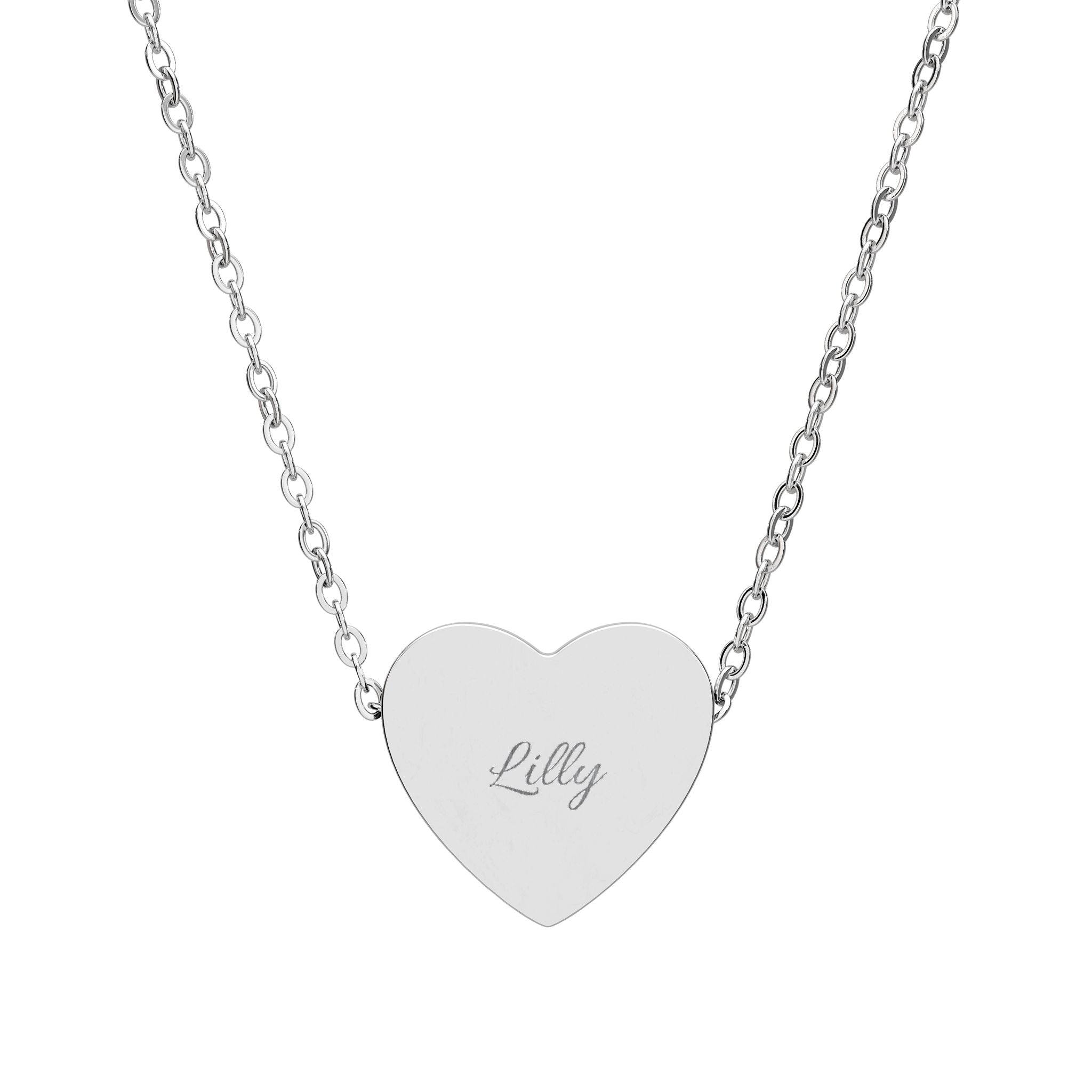 Engraved Heart Name Necklace, Heart Necklace | Personalized Engraving