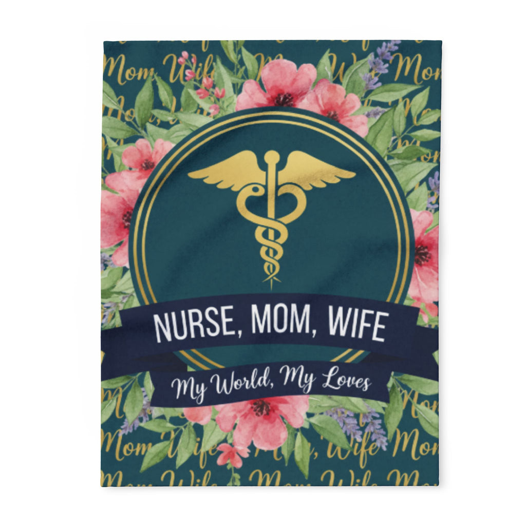 Nurse Family Fleece Blanket | Cozy Gift for Nurse Moms | Medical Decor, Floral Throw, Personalized Blanket, Mother's Day Gift, Home Decor