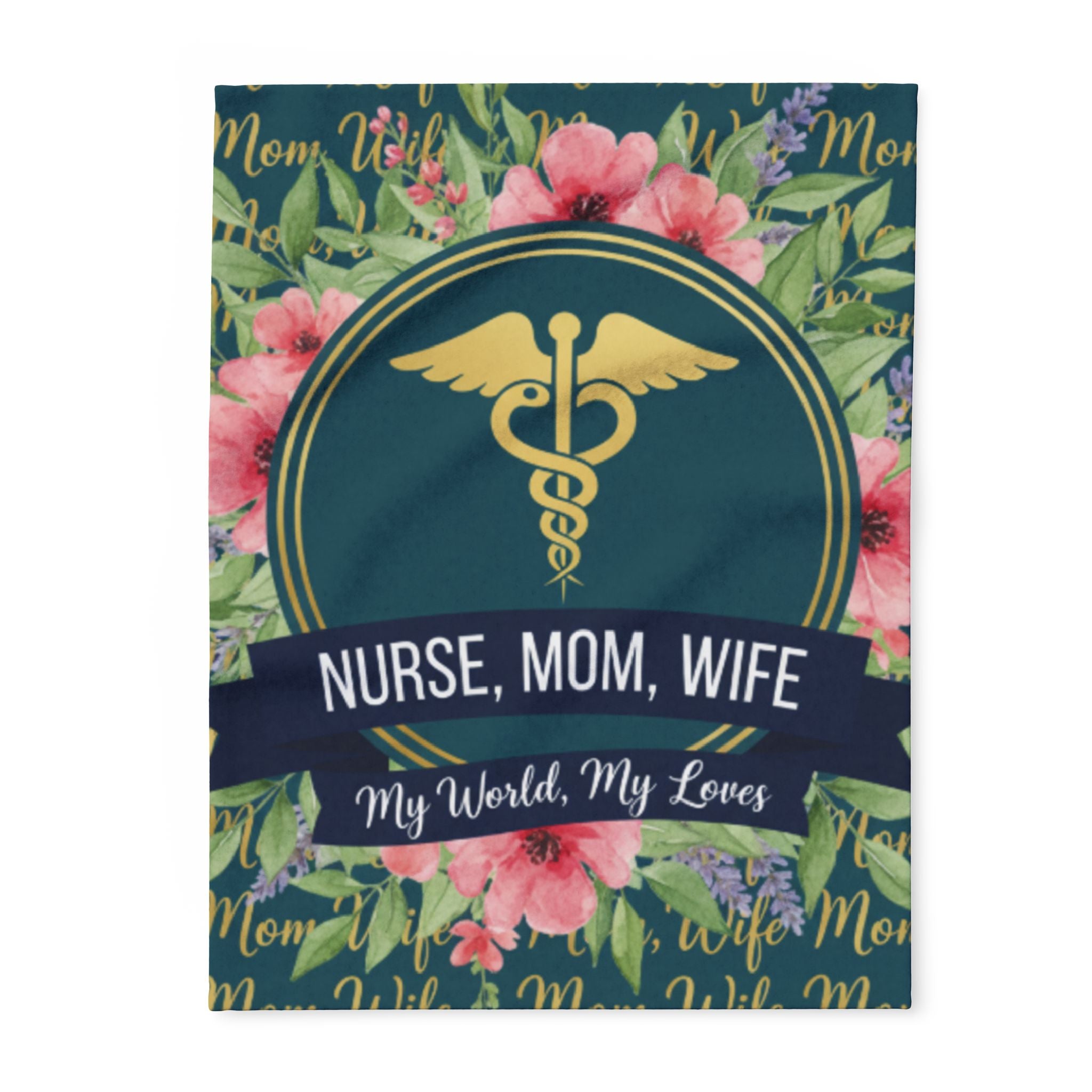 Nurse Family Fleece Blanket | Cozy Gift for Nurse Moms | Medical Decor, Floral Throw, Personalized Blanket, Mother's Day Gift, Home Decor