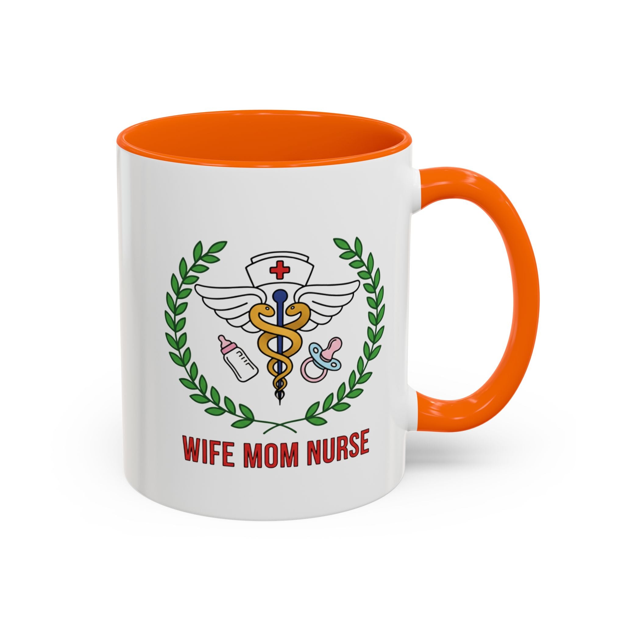 Wife Mom Nurse Accent Coffee Mug | Gift for Nurses, Mom's Coffee Cup, Cute Healthcare Mug, Personalized Nurse Gift, Humor Mug