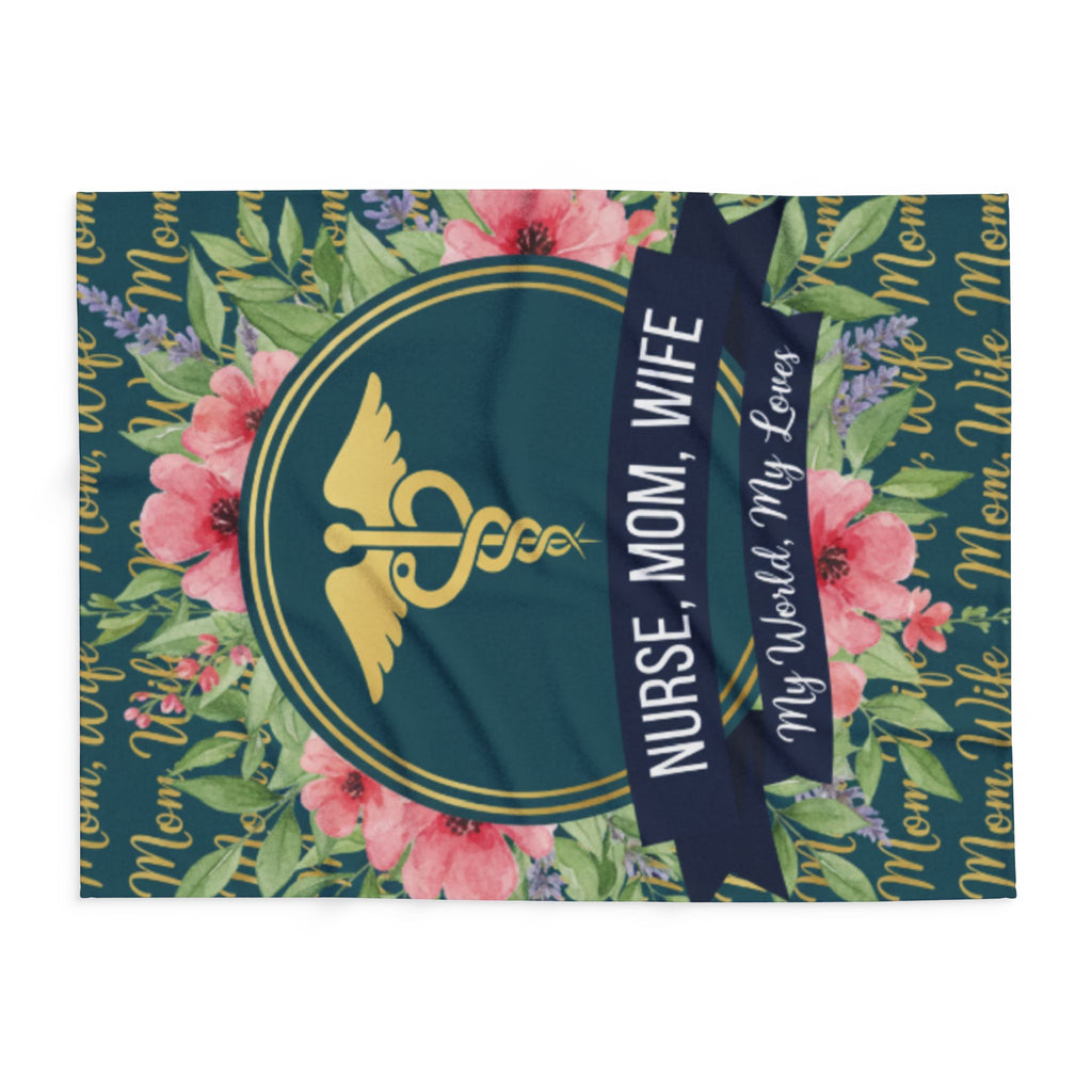Nurse Family Fleece Blanket | Cozy Gift for Nurse Moms | Medical Decor, Floral Throw, Personalized Blanket, Mother's Day Gift, Home Decor