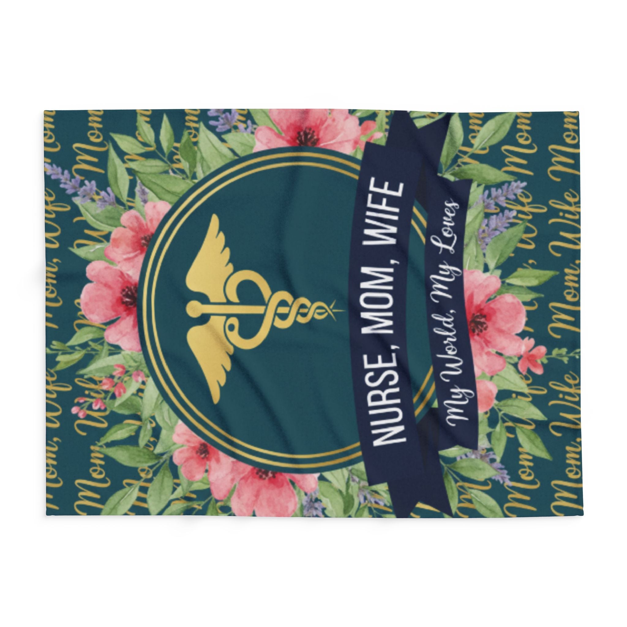Nurse Family Fleece Blanket | Cozy Gift for Nurse Moms | Medical Decor, Floral Throw, Personalized Blanket, Mother's Day Gift, Home Decor
