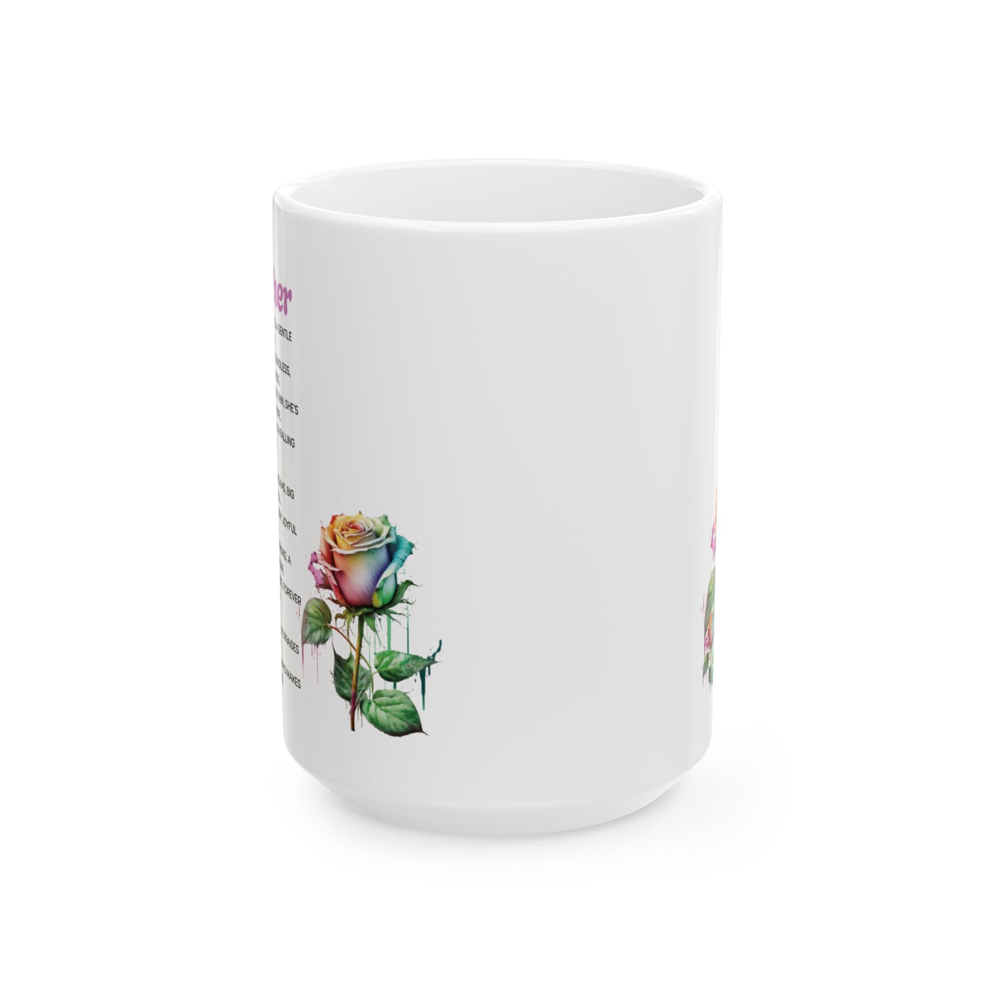 Mom's Love Ceramic Mug - Heartfelt Gift for Mother's Day, 11oz & 15oz, Inspirational, Floral, Unique Coffee Cup
