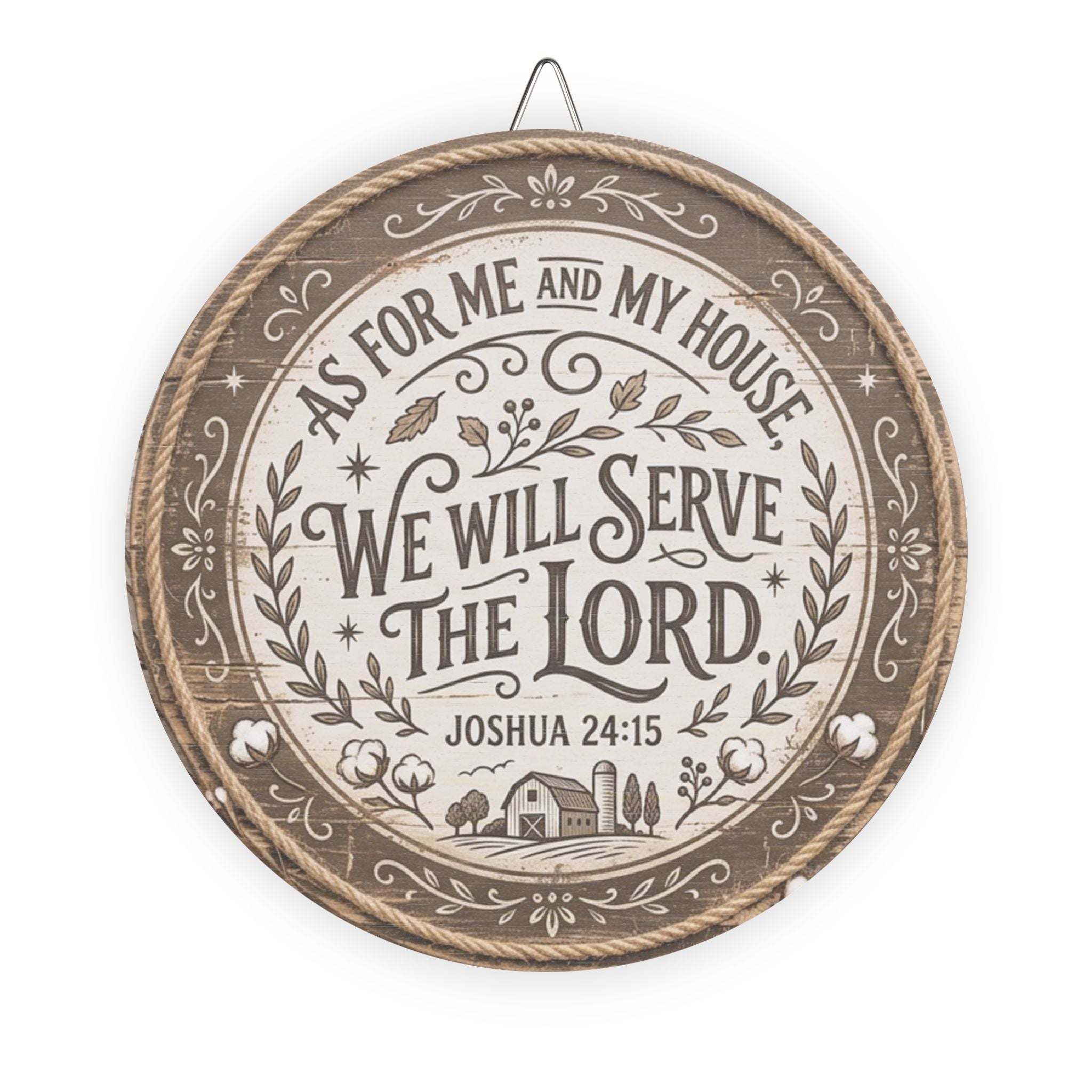 We Will Serve the Lord wooden sign | Round Scripture Wall Decor Joshua 24:15