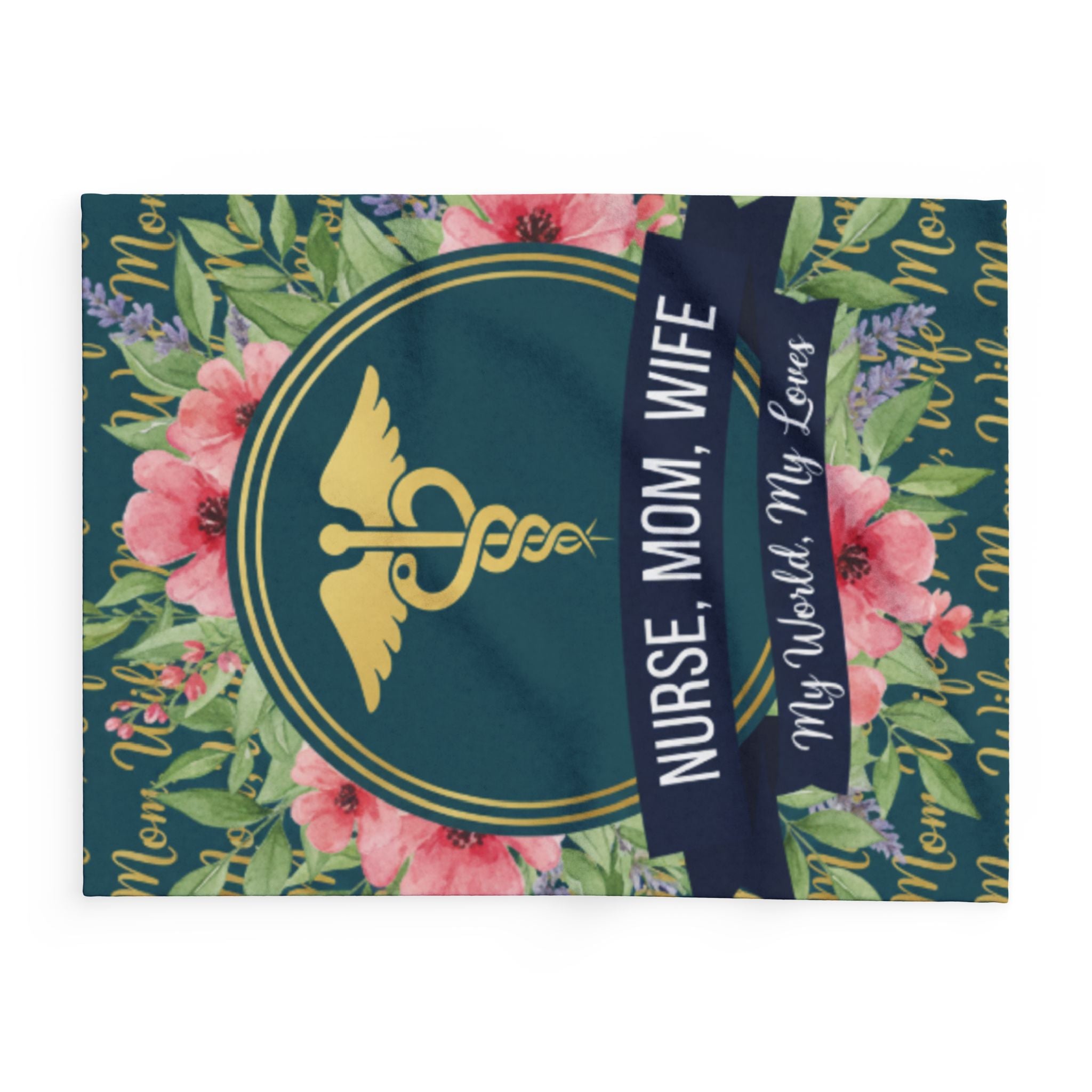 Nurse Family Fleece Blanket | Cozy Gift for Nurse Moms | Medical Decor, Floral Throw, Personalized Blanket, Mother's Day Gift, Home Decor