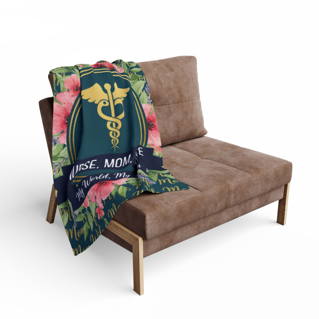 Nurse Family Fleece Blanket | Cozy Gift for Nurse Moms | Medical Decor, Floral Throw, Personalized Blanket, Mother's Day Gift, Home Decor