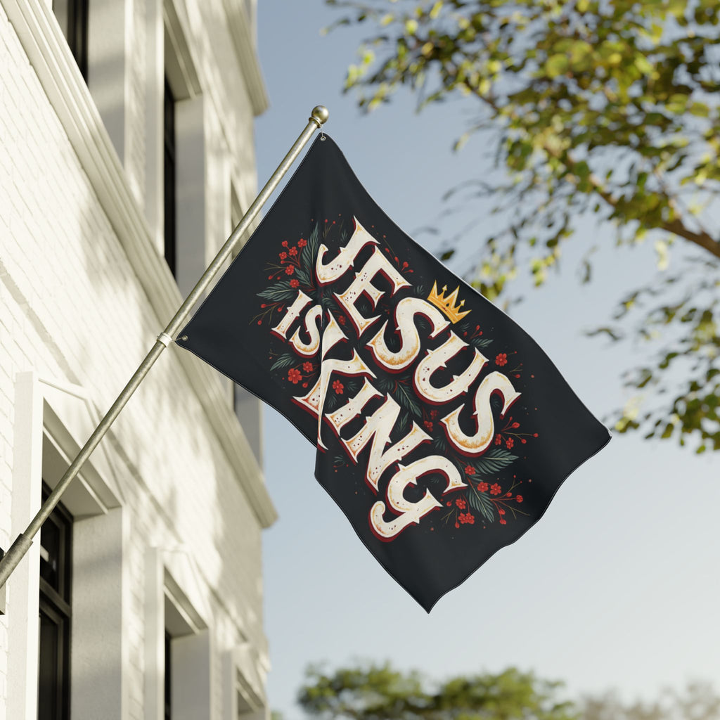 Jesus Is King flag | Double-sided Christian decor, outdoor garden banner