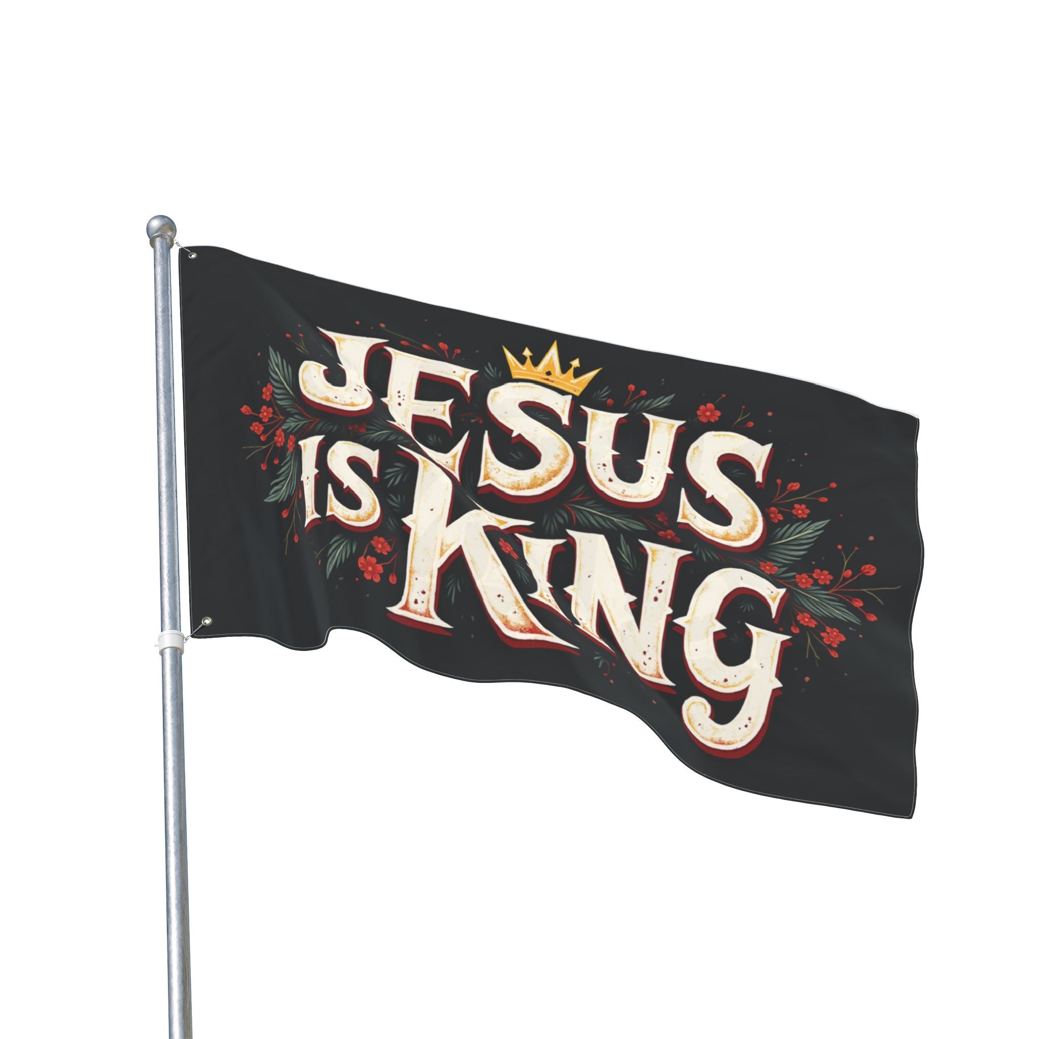 Jesus Is King flag | Double-sided Christian decor, outdoor garden banner