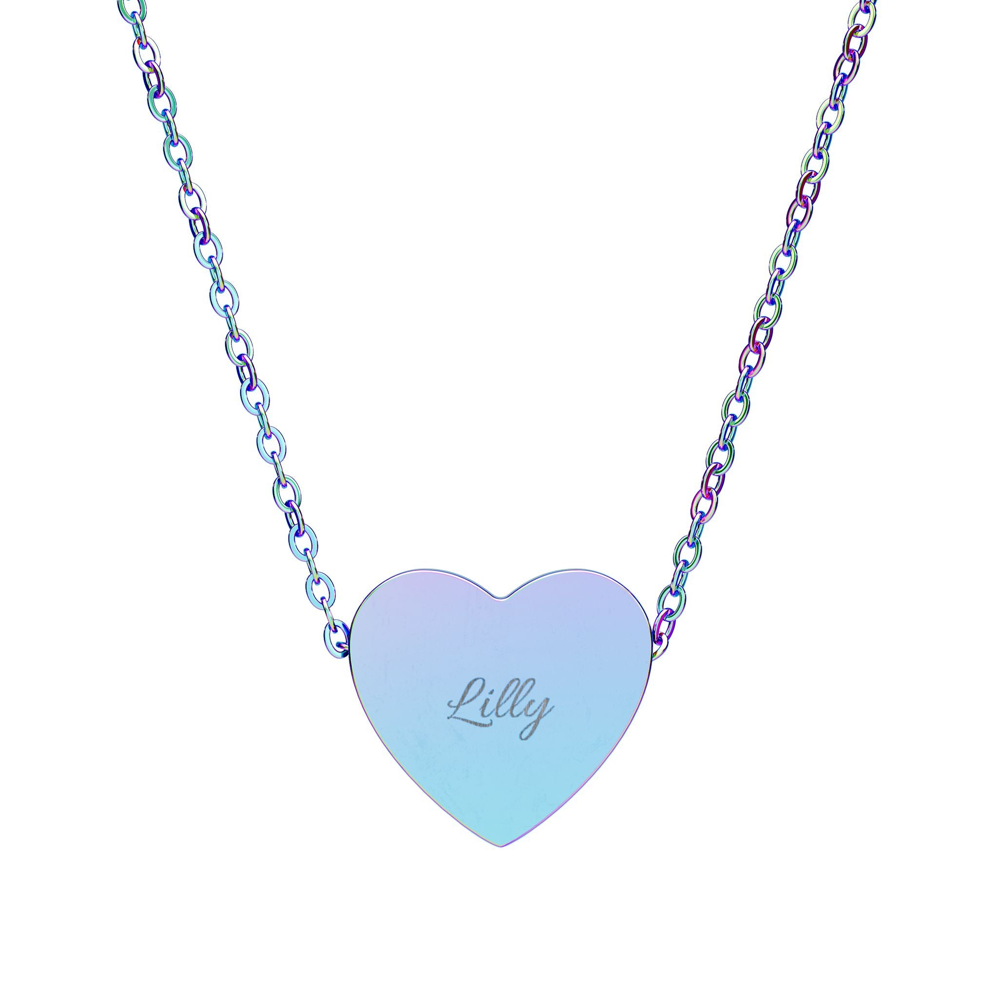 Engraved Heart Name Necklace, Heart Necklace | Personalized Engraving