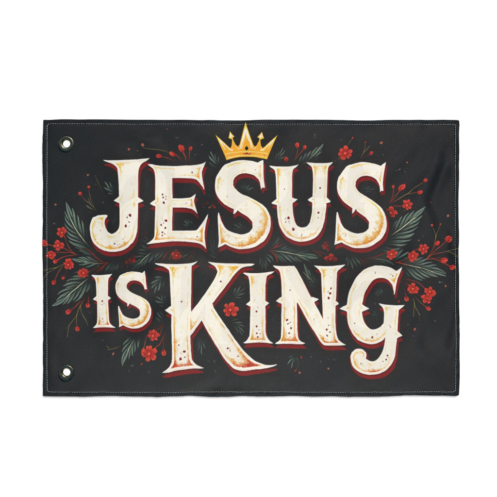 Jesus Is King flag | Double-sided Christian decor, outdoor garden banner
