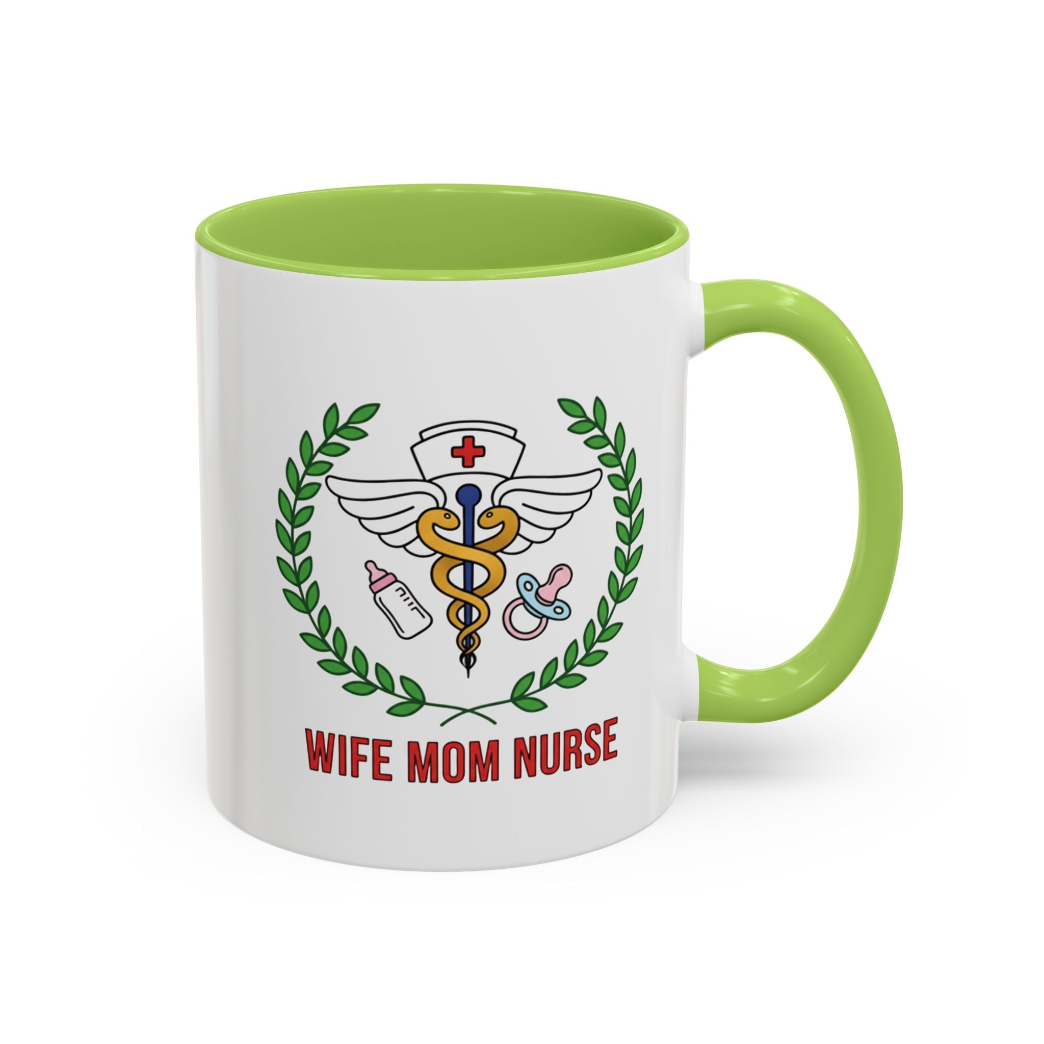 Wife Mom Nurse Accent Coffee Mug | Gift for Nurses, Mom's Coffee Cup, Cute Healthcare Mug, Personalized Nurse Gift, Humor Mug