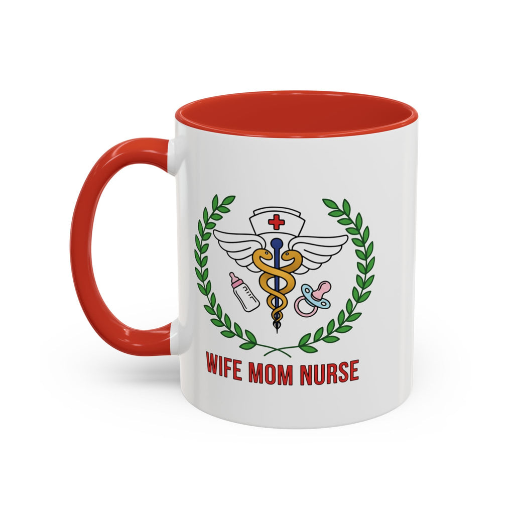 Wife Mom Nurse Accent Coffee Mug | Gift for Nurses, Mom's Coffee Cup, Cute Healthcare Mug, Personalized Nurse Gift, Humor Mug