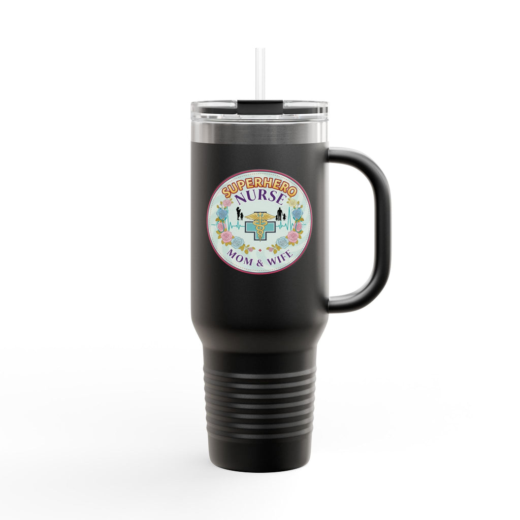Superhero Nurse Insulated Travel Mug, 40oz | Perfect Gift for Nurses, Moms, and Caregivers | Ideal for Work, Road Trips, and Cafes