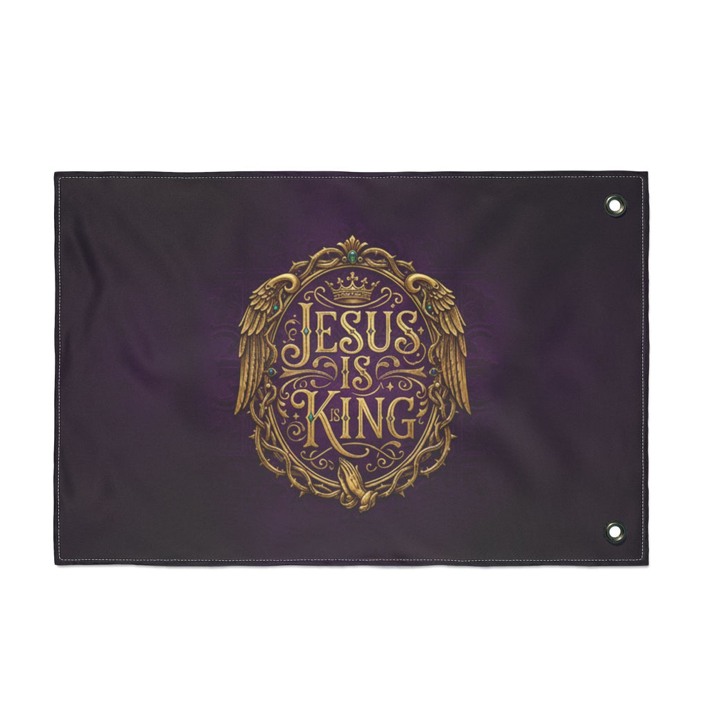 Jesus Is King flag purple | Double-sided Christian flag, faith home decor