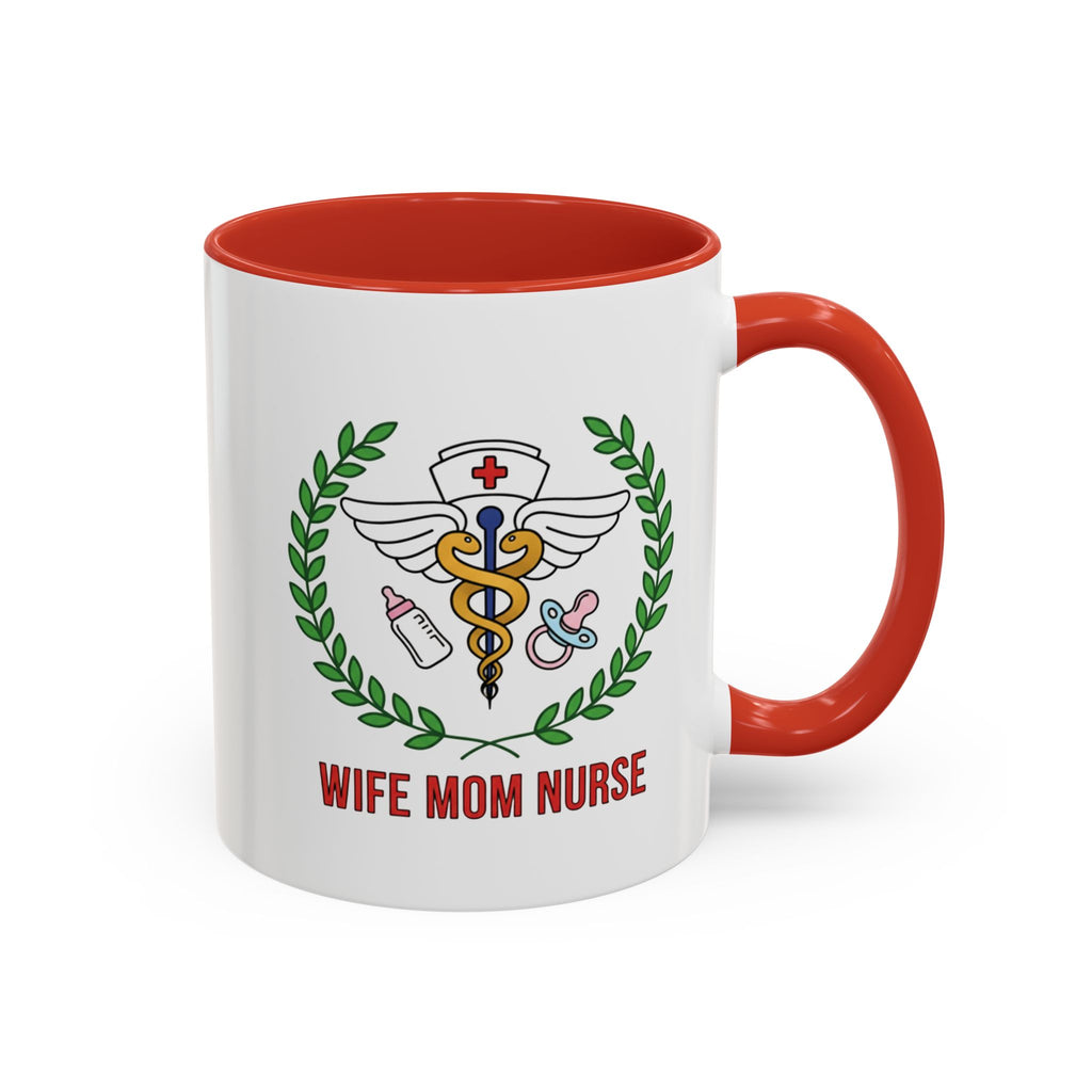 Wife Mom Nurse Accent Coffee Mug | Gift for Nurses, Mom's Coffee Cup, Cute Healthcare Mug, Personalized Nurse Gift, Humor Mug
