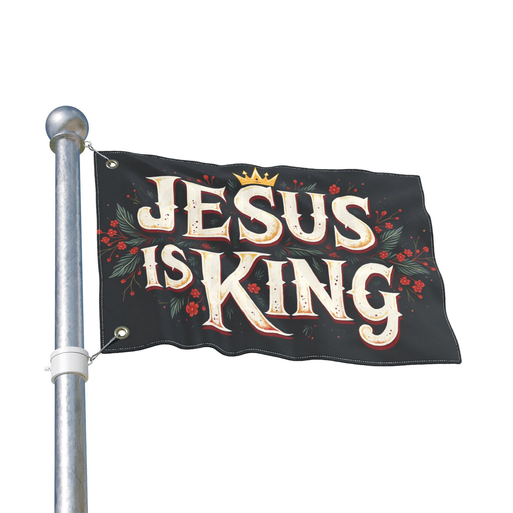 Jesus Is King flag | Double-sided Christian decor, outdoor garden banner