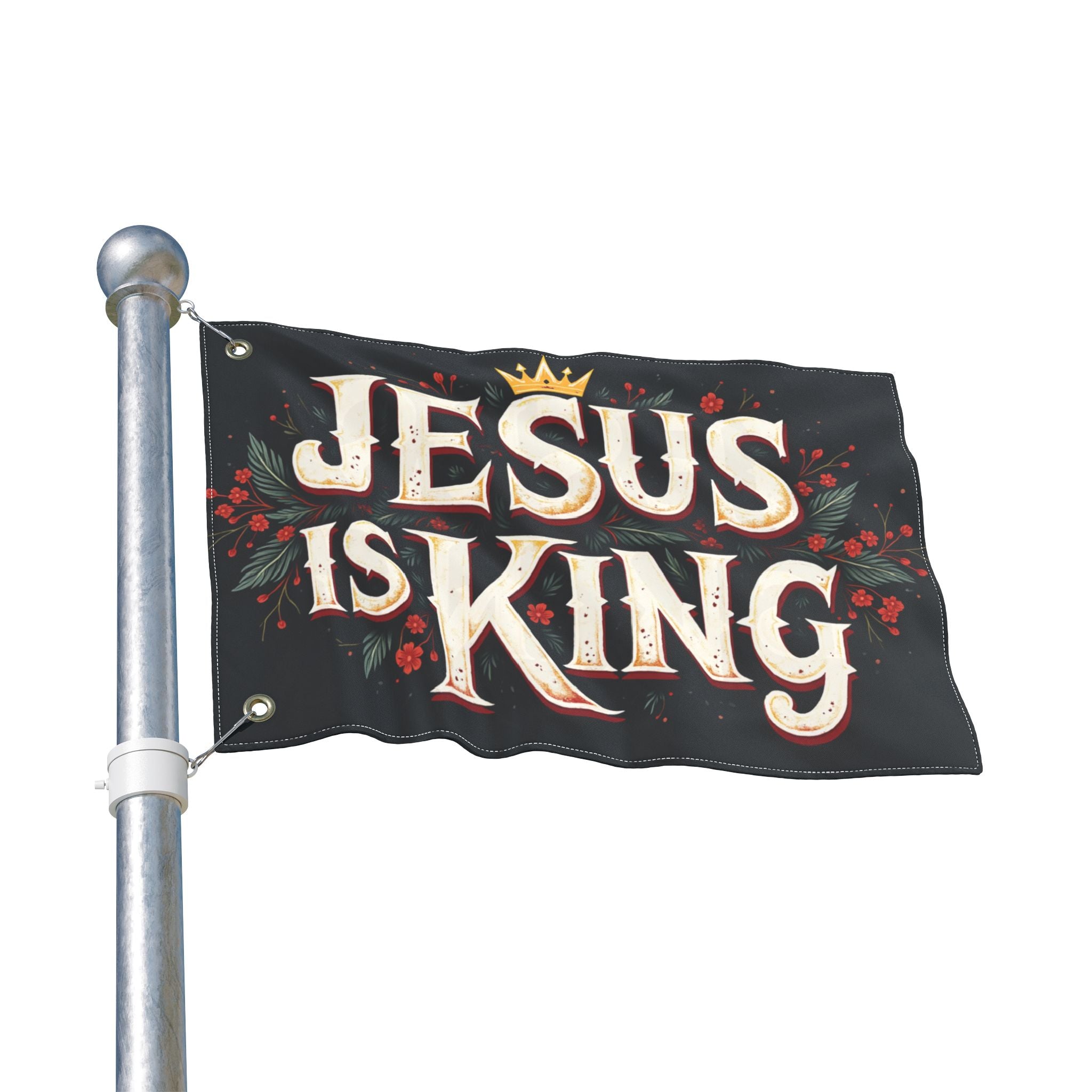 Jesus Is King flag | Double-sided Christian decor, outdoor garden banner