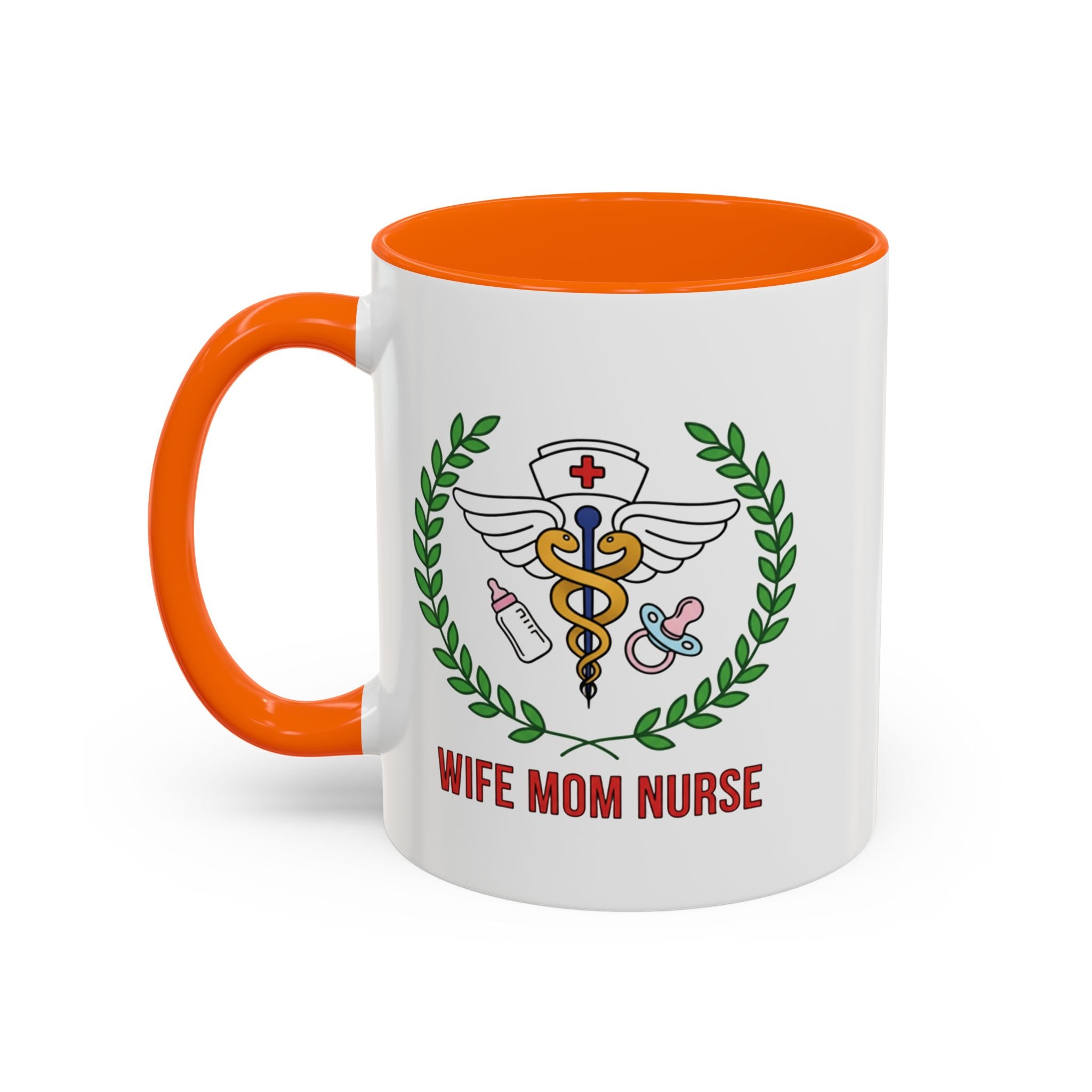 Wife Mom Nurse Accent Coffee Mug | Gift for Nurses, Mom's Coffee Cup, Cute Healthcare Mug, Personalized Nurse Gift, Humor Mug