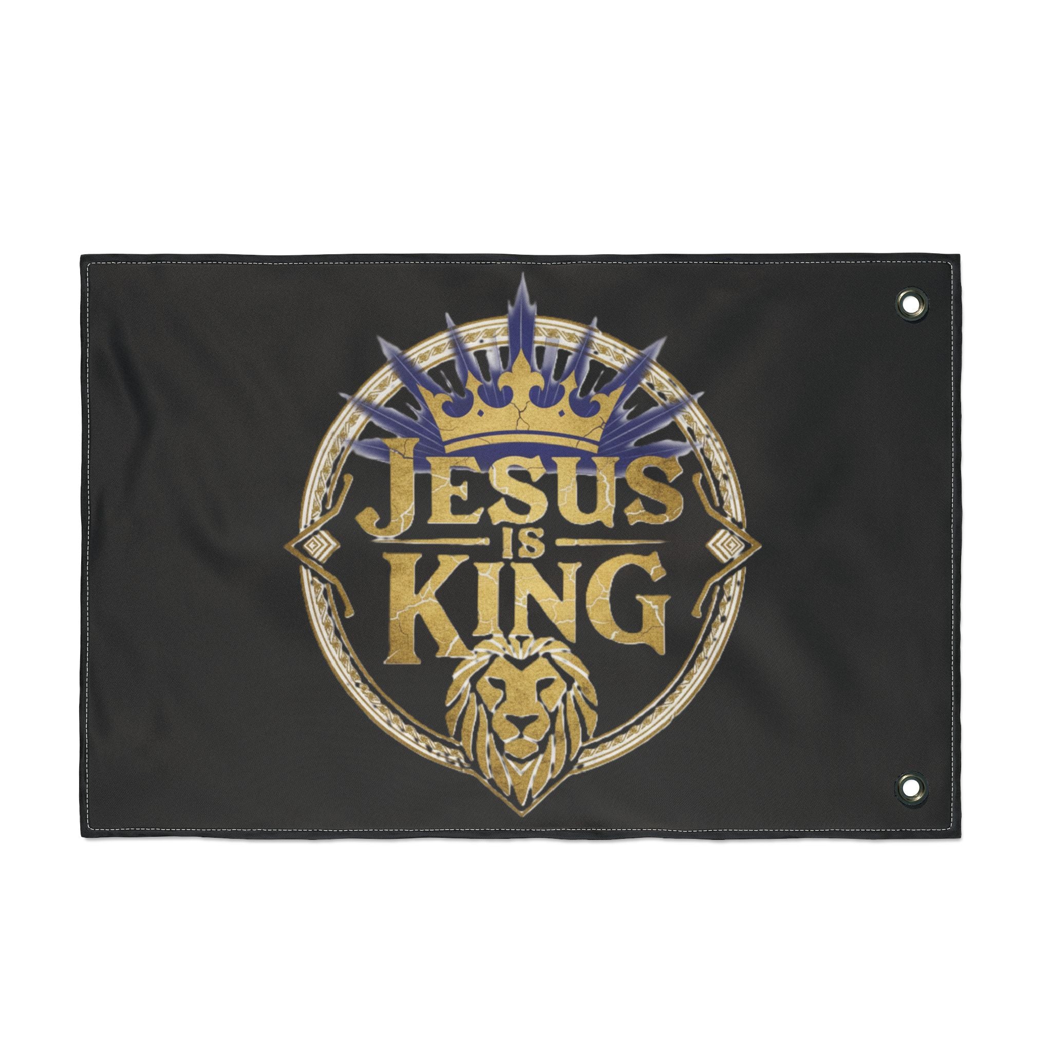 Double Sided Flag with 'Jesus is King' Design, Christian Home Decor, Outdoor Flag, Religious Garden Flag, Faith-Based Decoration