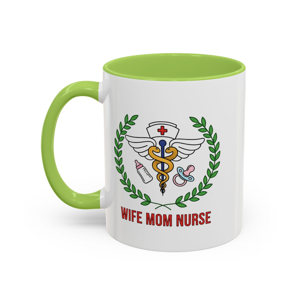 Wife Mom Nurse Accent Coffee Mug | Gift for Nurses, Mom's Coffee Cup, Cute Healthcare Mug, Personalized Nurse Gift, Humor Mug