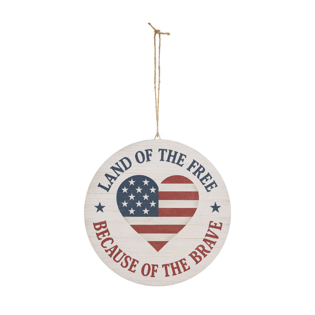 Patriotic Wood Sign - Land of the Free Because of the Brave, Rustic Home Decor, Americana Wall Art, Independence Day Gift, USA Decor