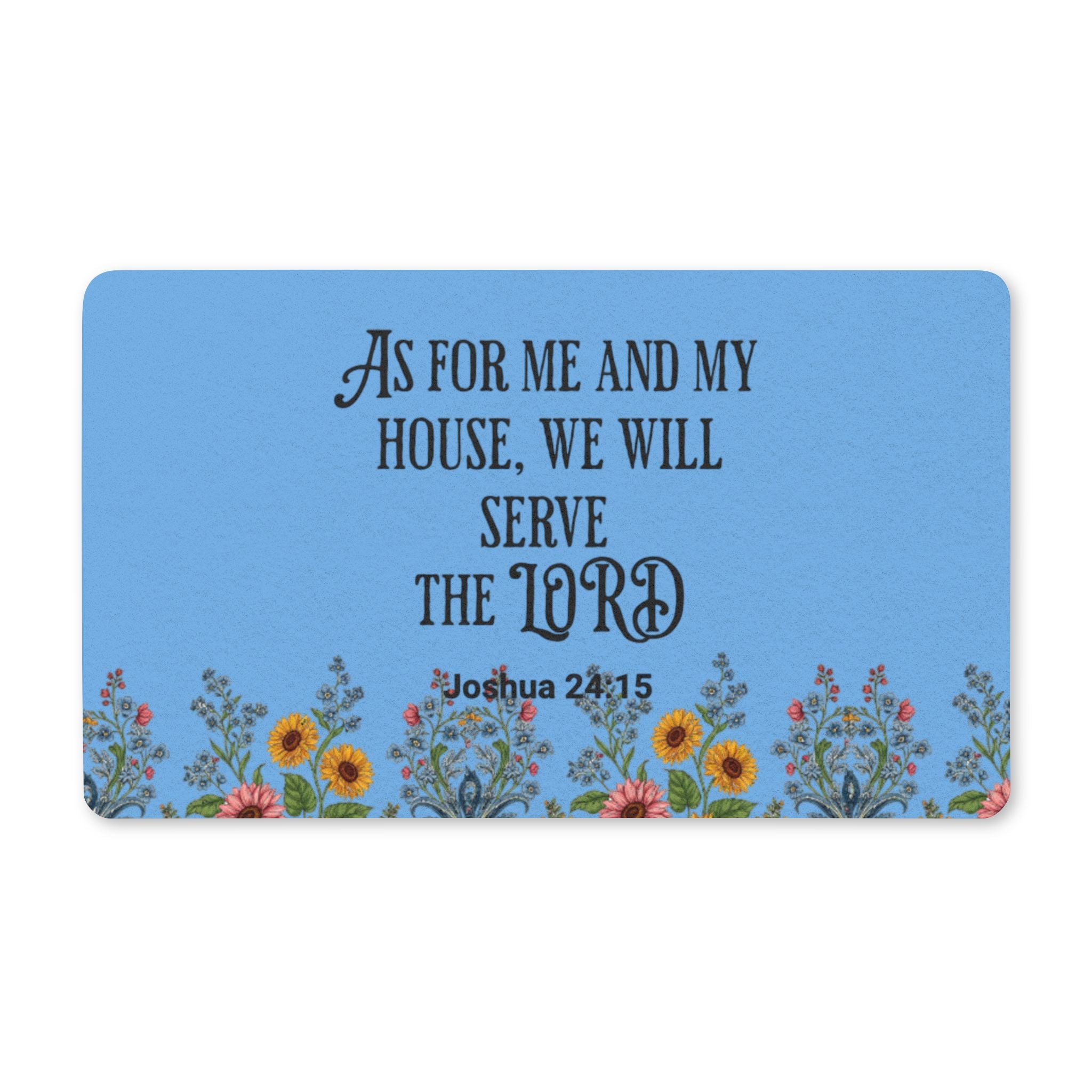Polyester Doormat, Floral Bible Verse Inspirational Welcome Mat, Religious Home Decor Rug, Outdoor Front Porch Entryway Mat, Housewarming