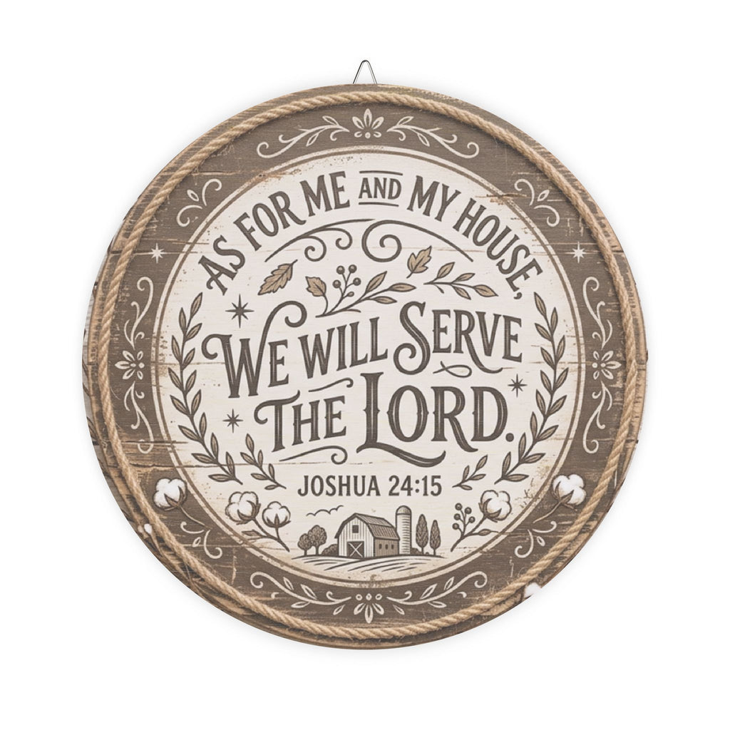 We Will Serve the Lord wooden sign | Round Scripture Wall Decor Joshua 24:15