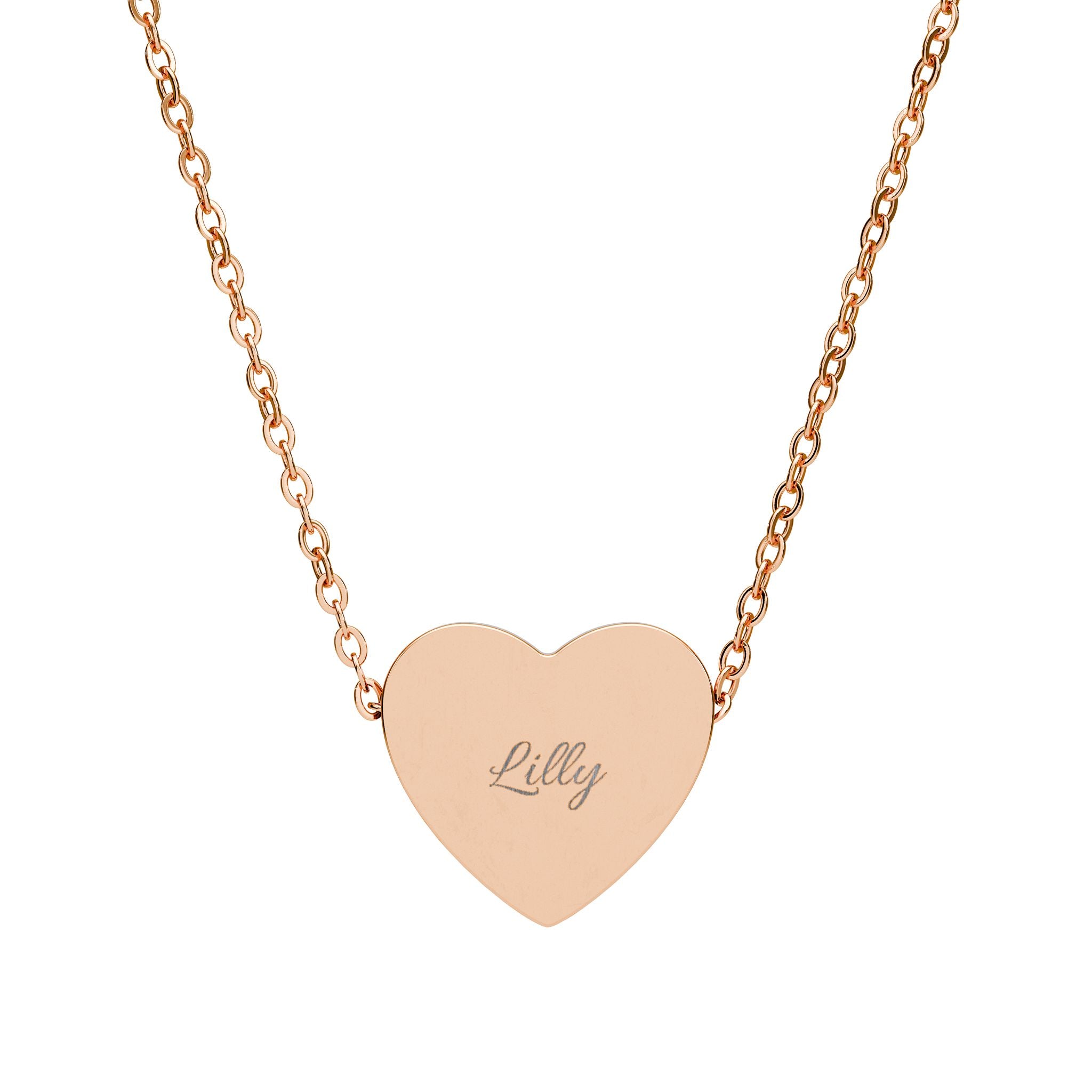 Engraved Heart Name Necklace, Heart Necklace | Personalized Engraving