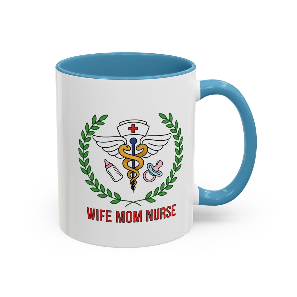 Wife Mom Nurse Accent Coffee Mug | Gift for Nurses, Mom's Coffee Cup, Cute Healthcare Mug, Personalized Nurse Gift, Humor Mug