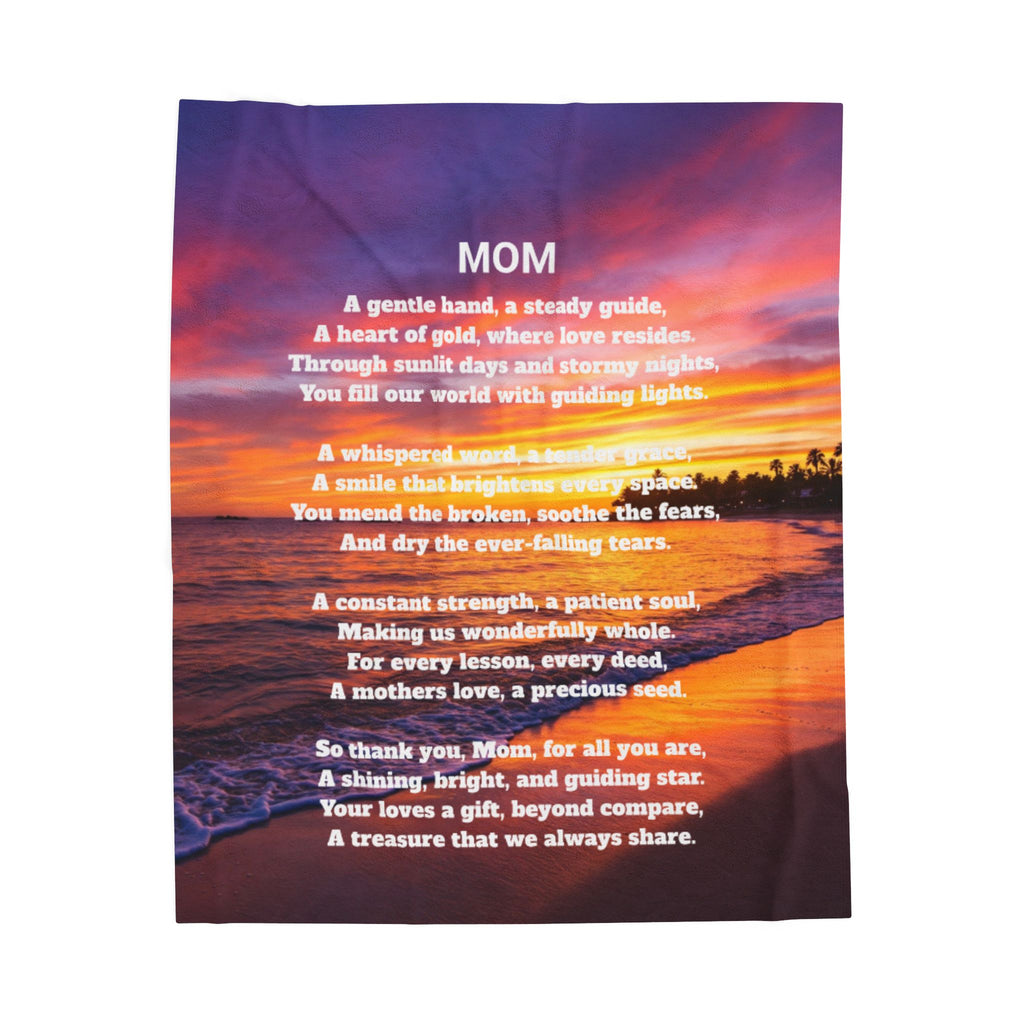 Heartfelt Mom Velveteen Plush Blanket, Cozy Gift for Mothers Day, Home Decor, Inspirational Throw for Comfort, Soft & Snuggly Reminder