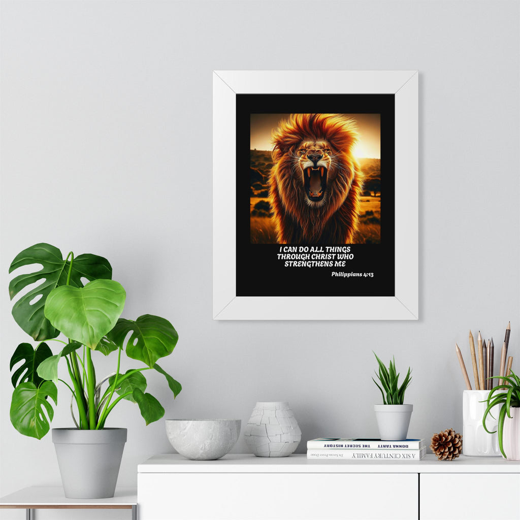 Philippians 4:13 Inspirational Framed Vertical Poster