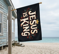 Jesus is King Outdoor Flag with Rod Pocket | Christian Scripture Decorative Garden Banner