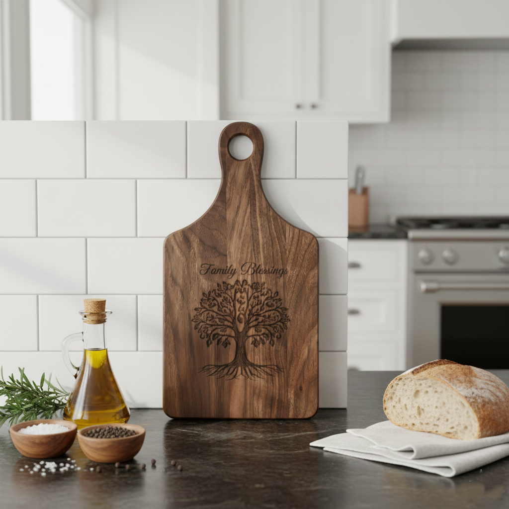 Family Tree Engraved Wooden Cutting Board | Personalized Kitchen Serving Board