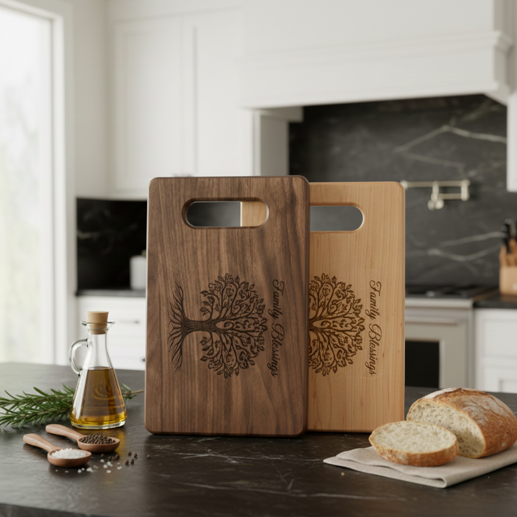 Family Tree Engraved Wooden Cutting Board | Personalized Kitchen Serving Board