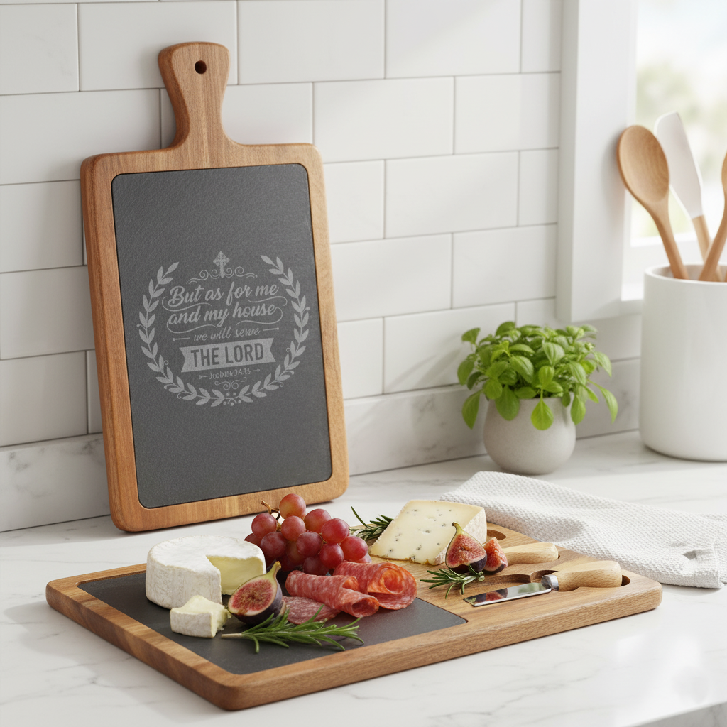 But As For Me and My House engraved Charcuterie Board