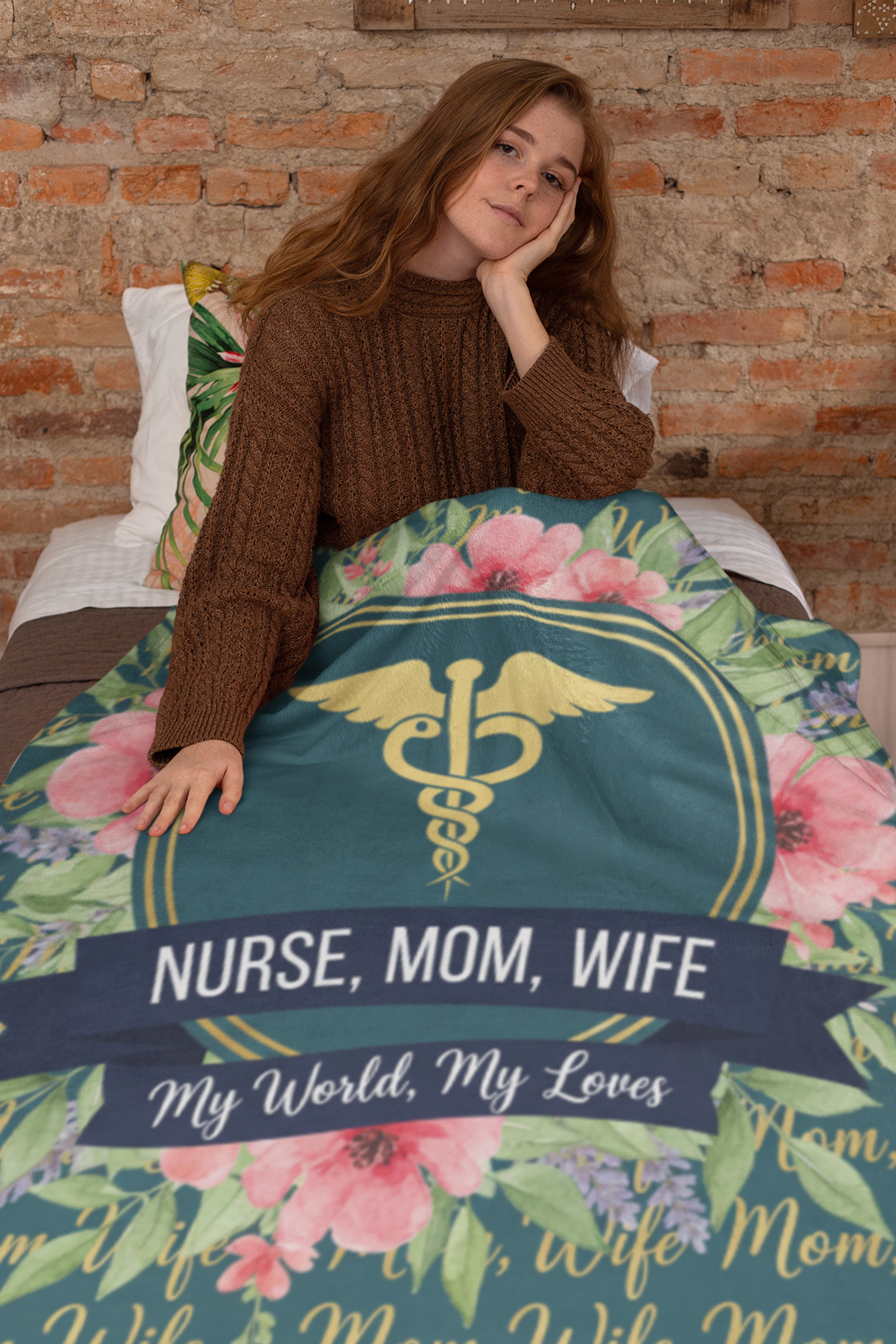 Nurse Family Fleece Blanket | Cozy Gift for Nurse Moms | Medical Decor, Floral Throw, Personalized Blanket, Mother's Day Gift, Home Decor
