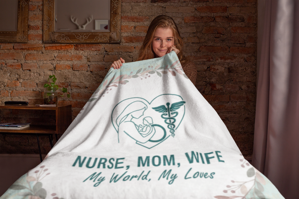 Nurse Mom Wife Fleece Blanket Cozy Gift for Healthcare Workers, Housewarming, Warmth and Comfort