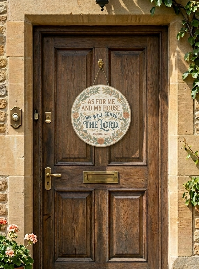 As For Me And My House Scripture Round Wood Sign | Joshua 24:15